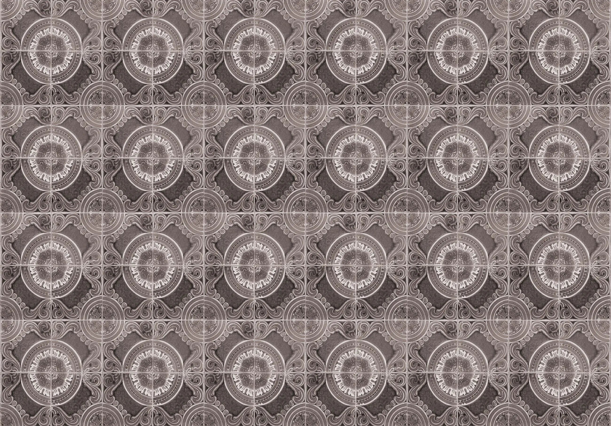 Billede 9 af Fototapet - Gråt kompasmønster med gentagende design