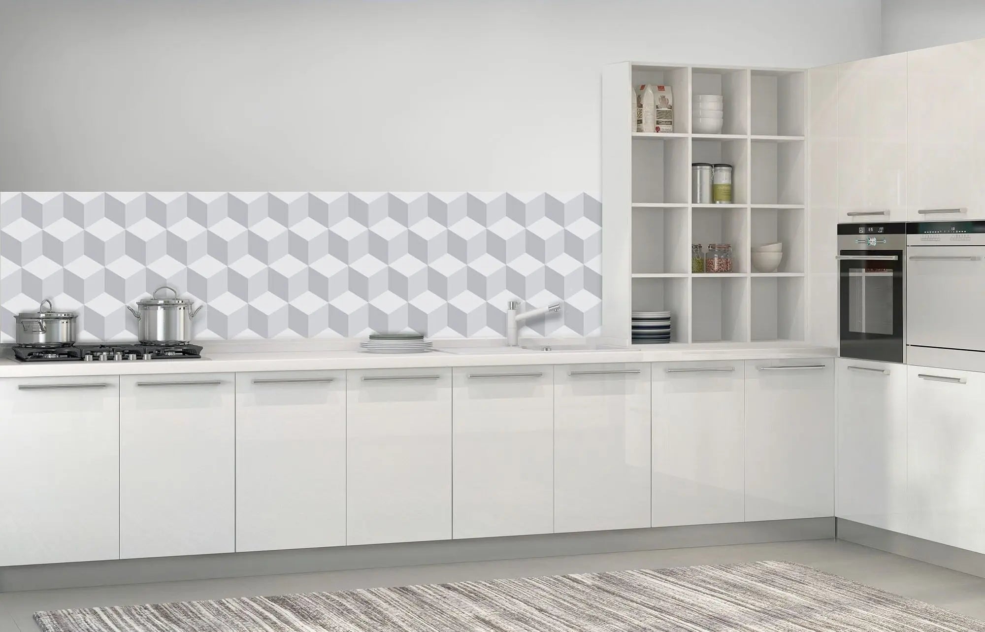 Billede 8 af Fototapet - Gråt tredimensionelt kubemønster