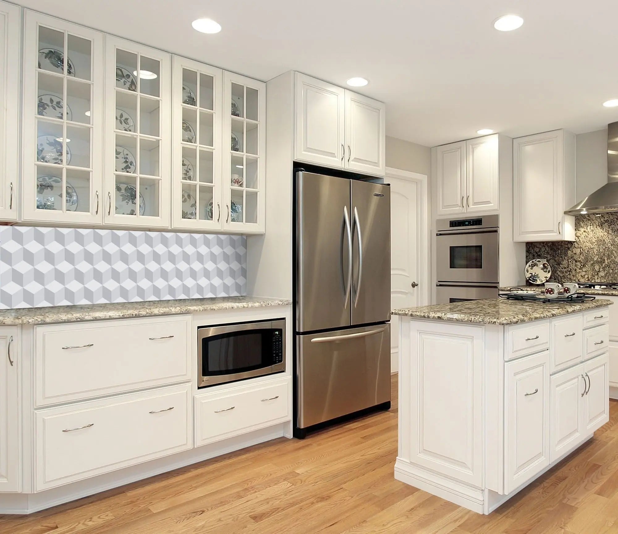 Billede 9 af Fototapet - Gråt tredimensionelt kubemønster