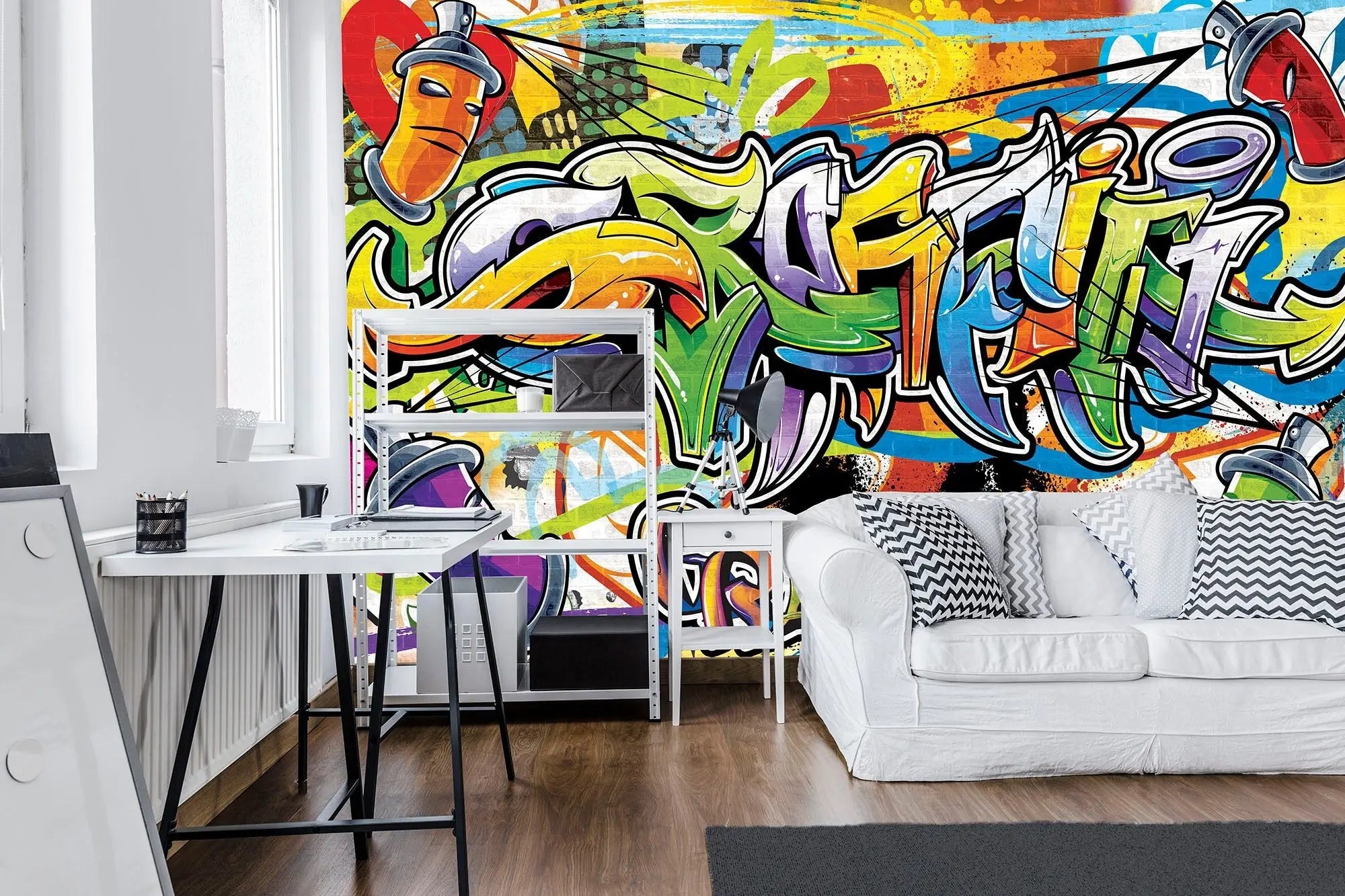 Billede 2 af Fototapet - Graffiti tags med flotte farver