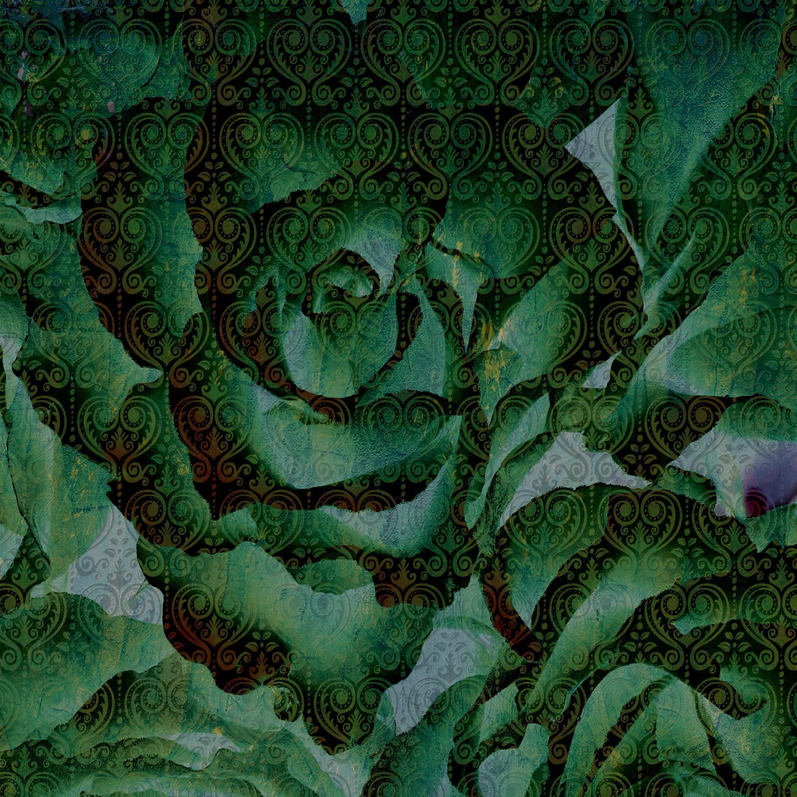 Billede 15 af Fototapet - Grøn rosenkål med sort mønstret overlay