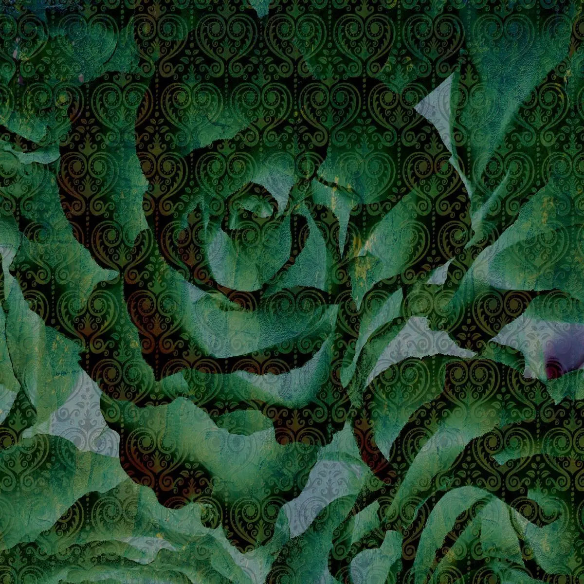 Billede 7 af Fototapet - Grøn rosenkål med sort mønstret overlay