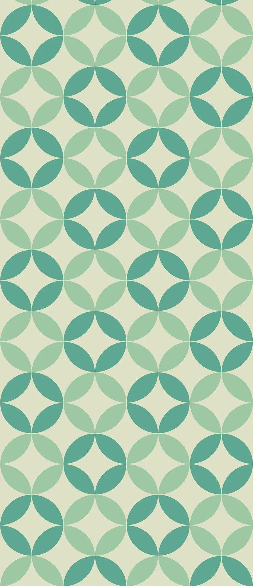 Billede 11 af Fototapet - Grønne geometriske cirkelmønstre på lys baggrund