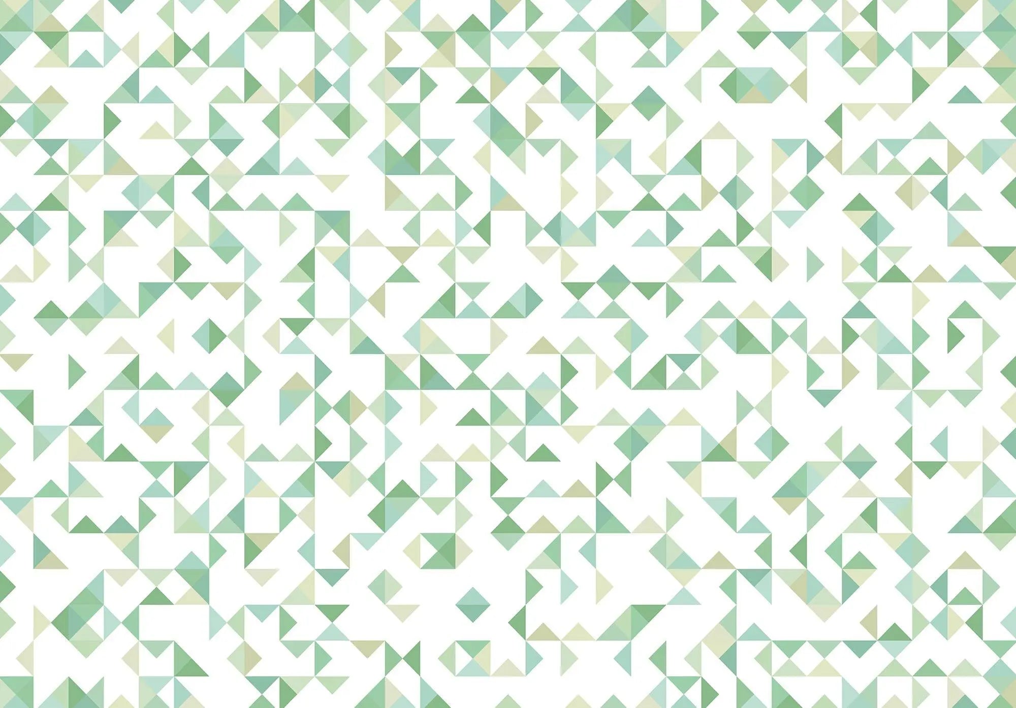 Billede 1 af Fototapet - Grønne og beige geometriske figurer på hvid baggrund