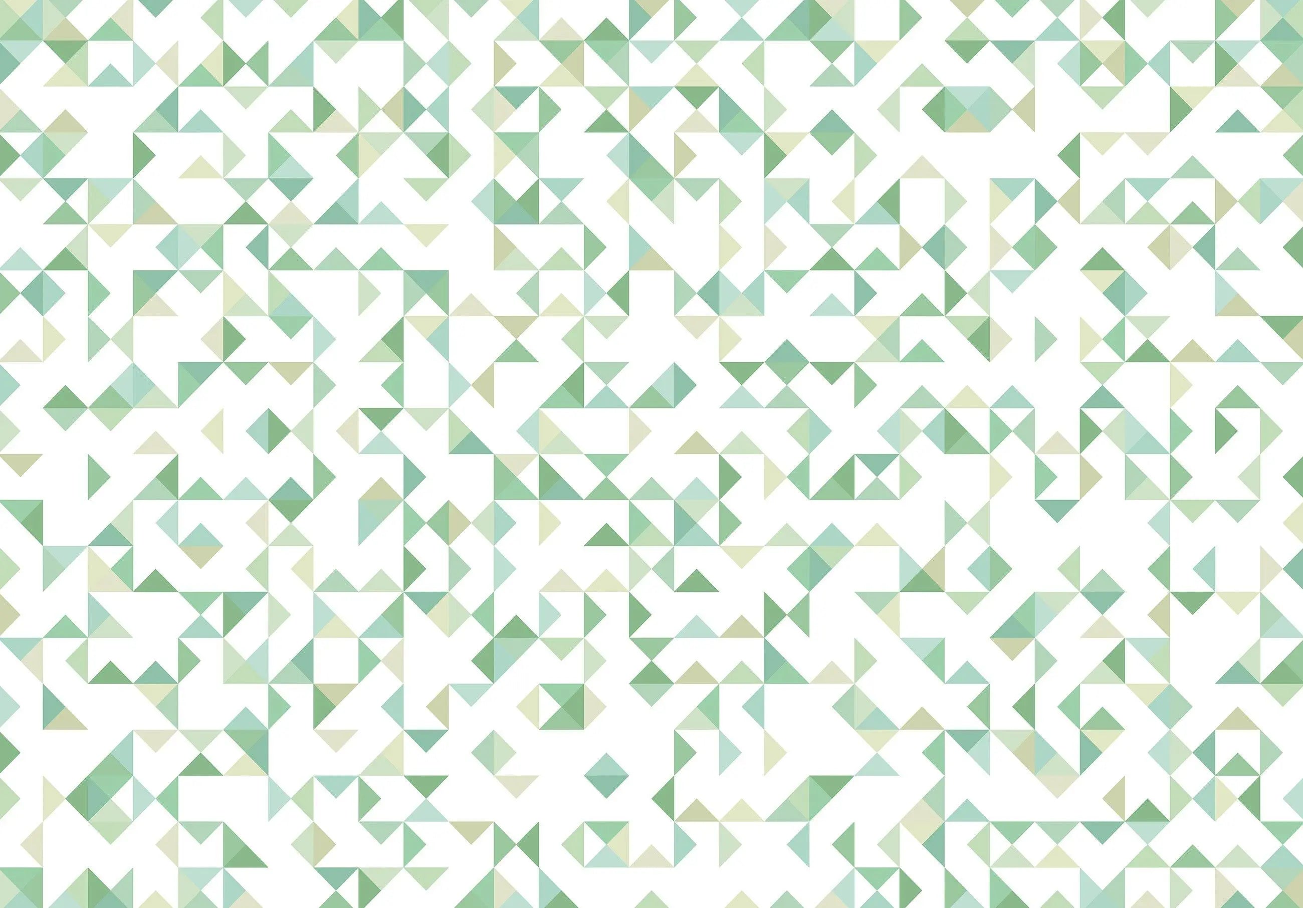 Billede 13 af Fototapet - Grønne og beige geometriske figurer på hvid baggrund