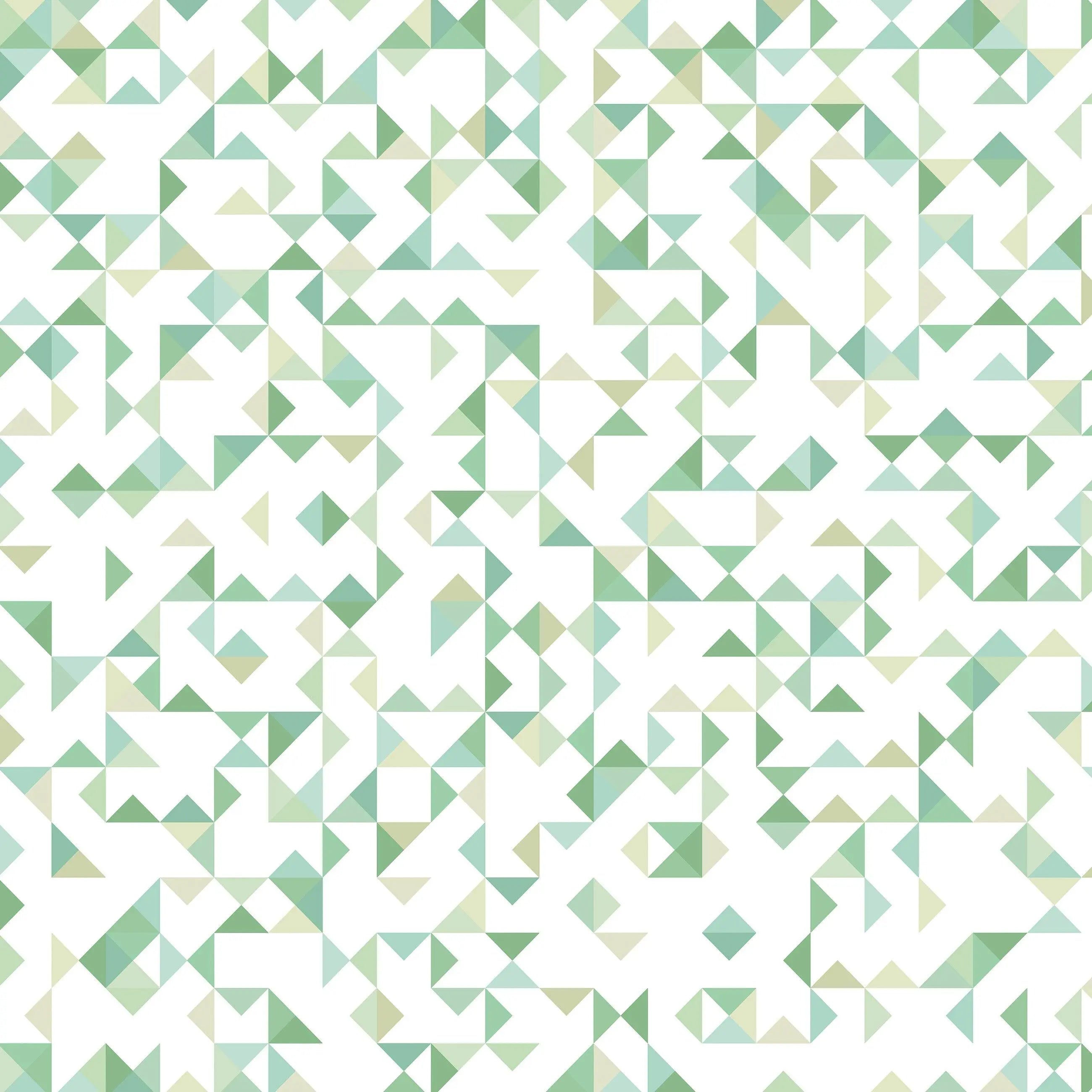 Billede 18 af Fototapet - Grønne og beige geometriske figurer på hvid baggrund