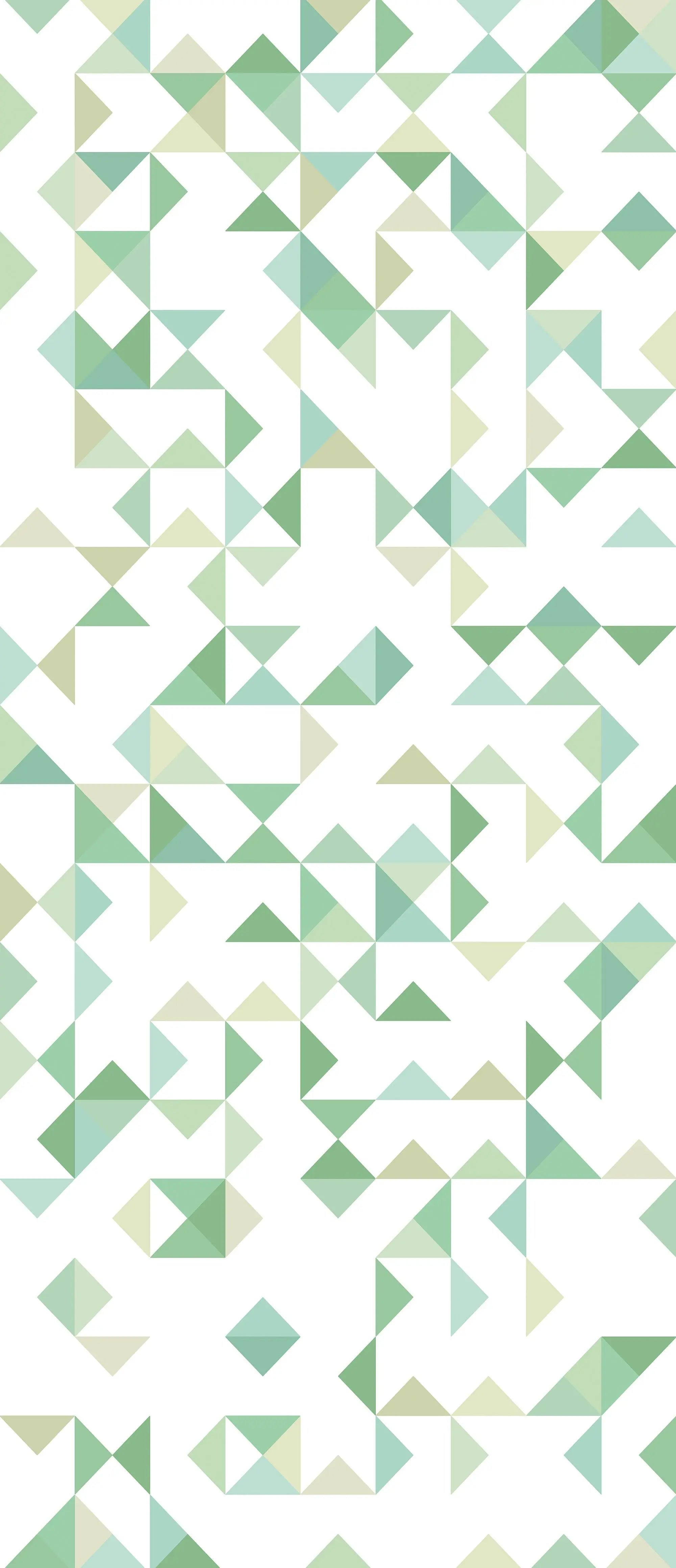 Billede 19 af Fototapet - Grønne og beige geometriske figurer på hvid baggrund