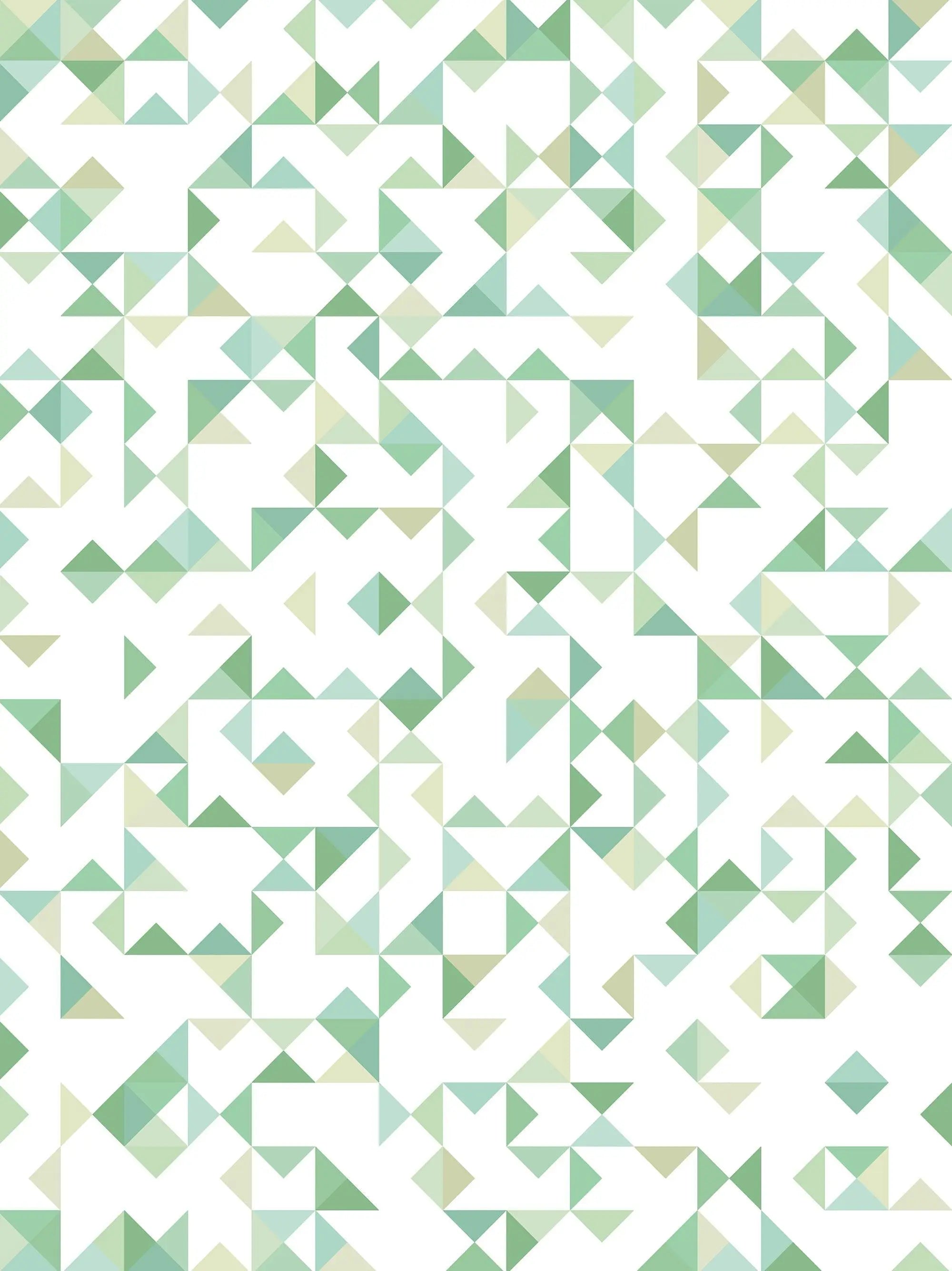 Billede 20 af Fototapet - Grønne og beige geometriske figurer på hvid baggrund