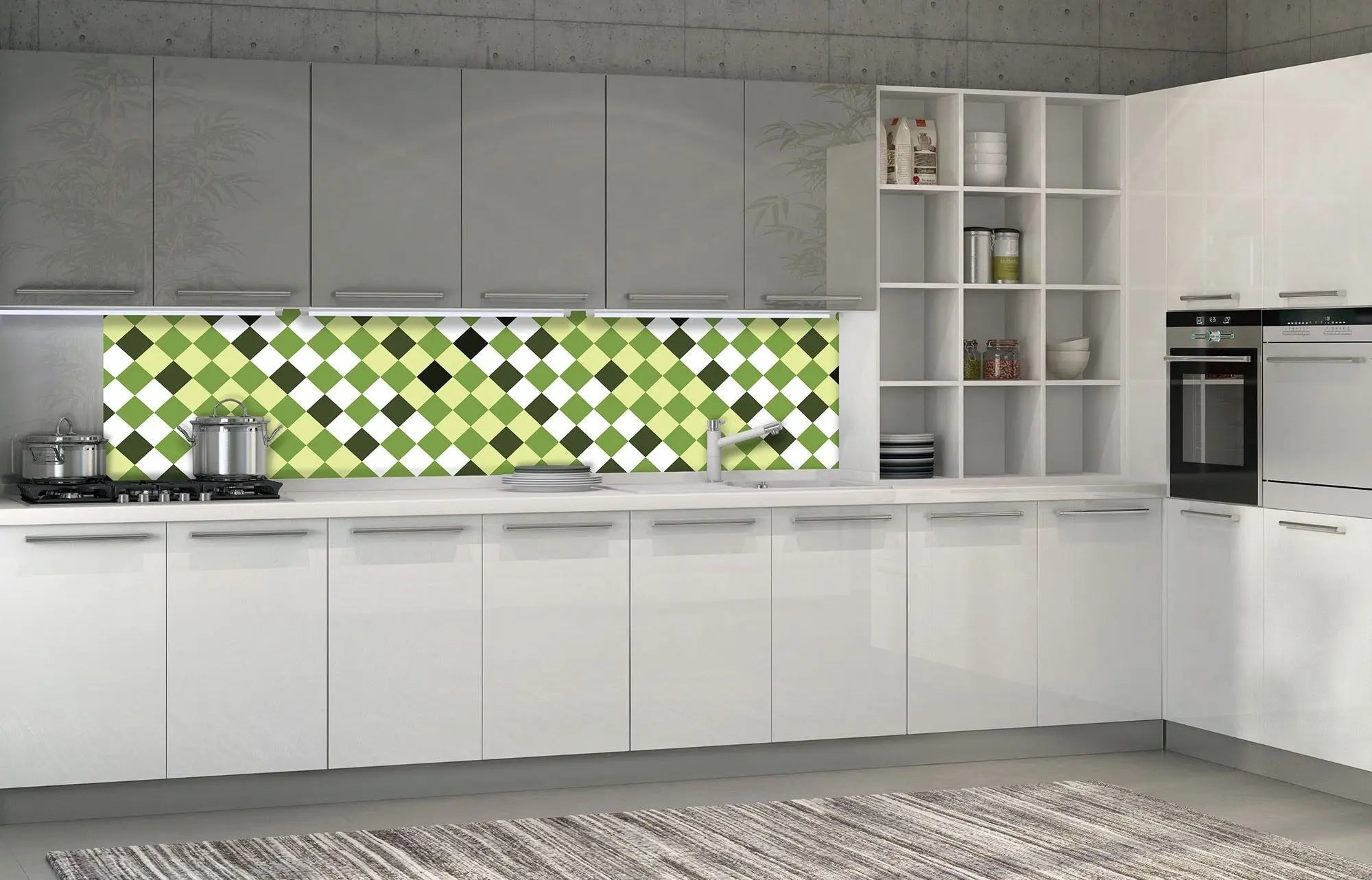 Billede 2 af Fototapet - Grønt ternet mønster med forskellige nuancer