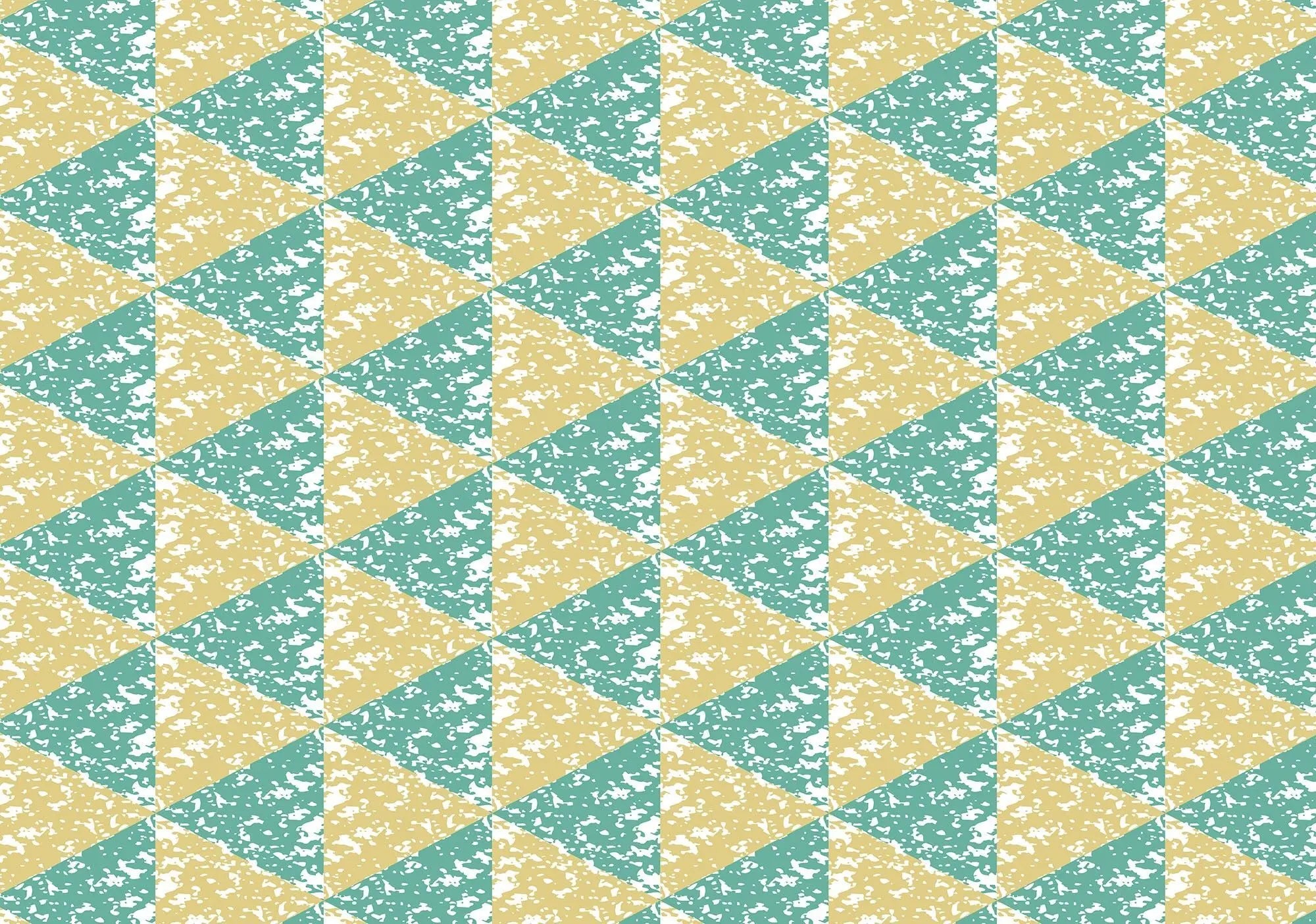 Billede 1 af Fototapet - Gul og grøn trekantet mønster med grunge tekstur