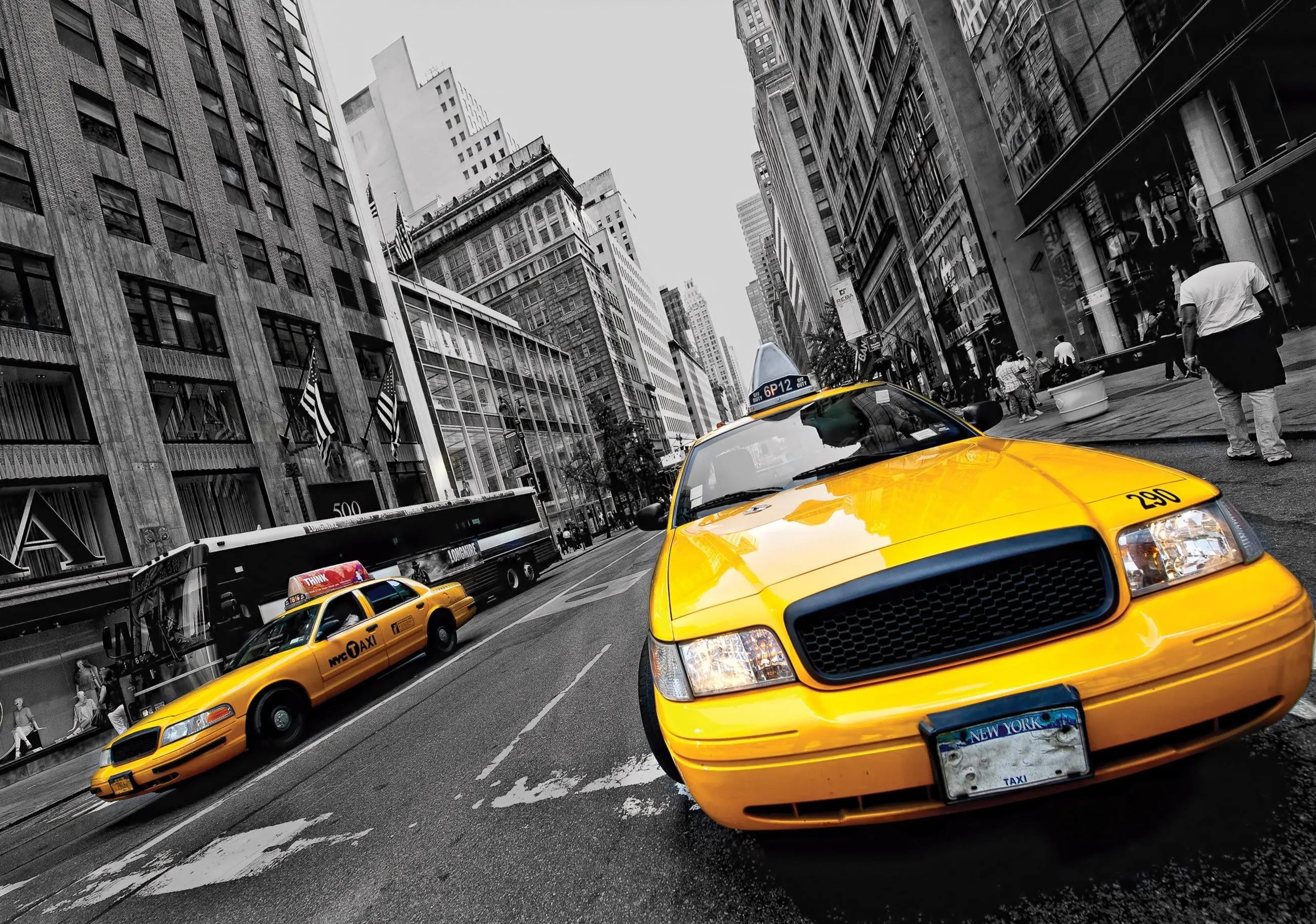 Billede 8 af Fototapet - Gule taxaer på gade i New York City