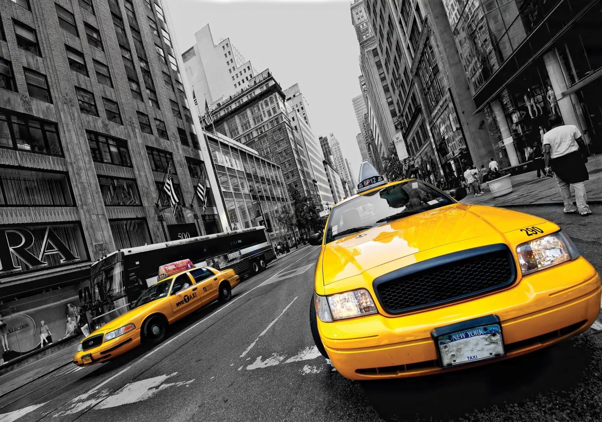 Billede 1 af Fototapet - Gule taxier på gaden i New York