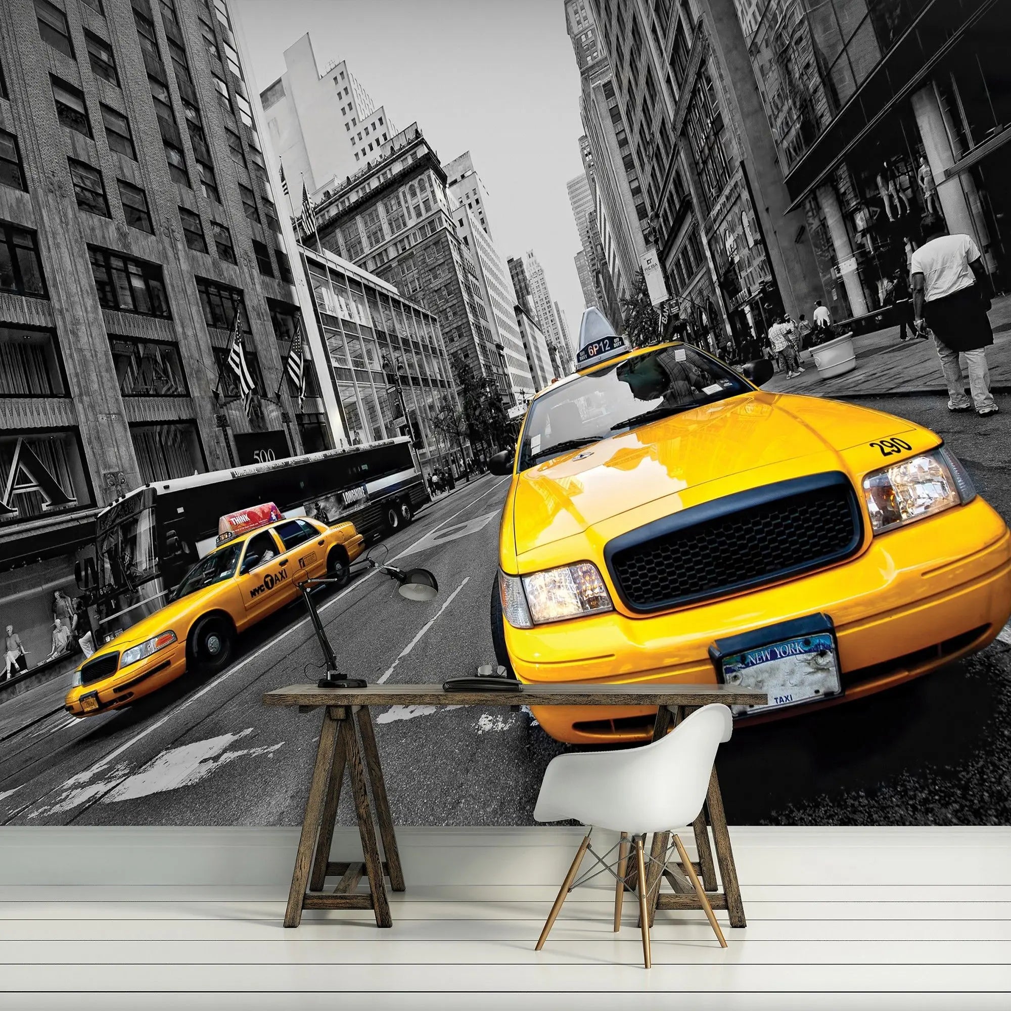 Billede 5 af Fototapet - Gule taxier på gaden i New York