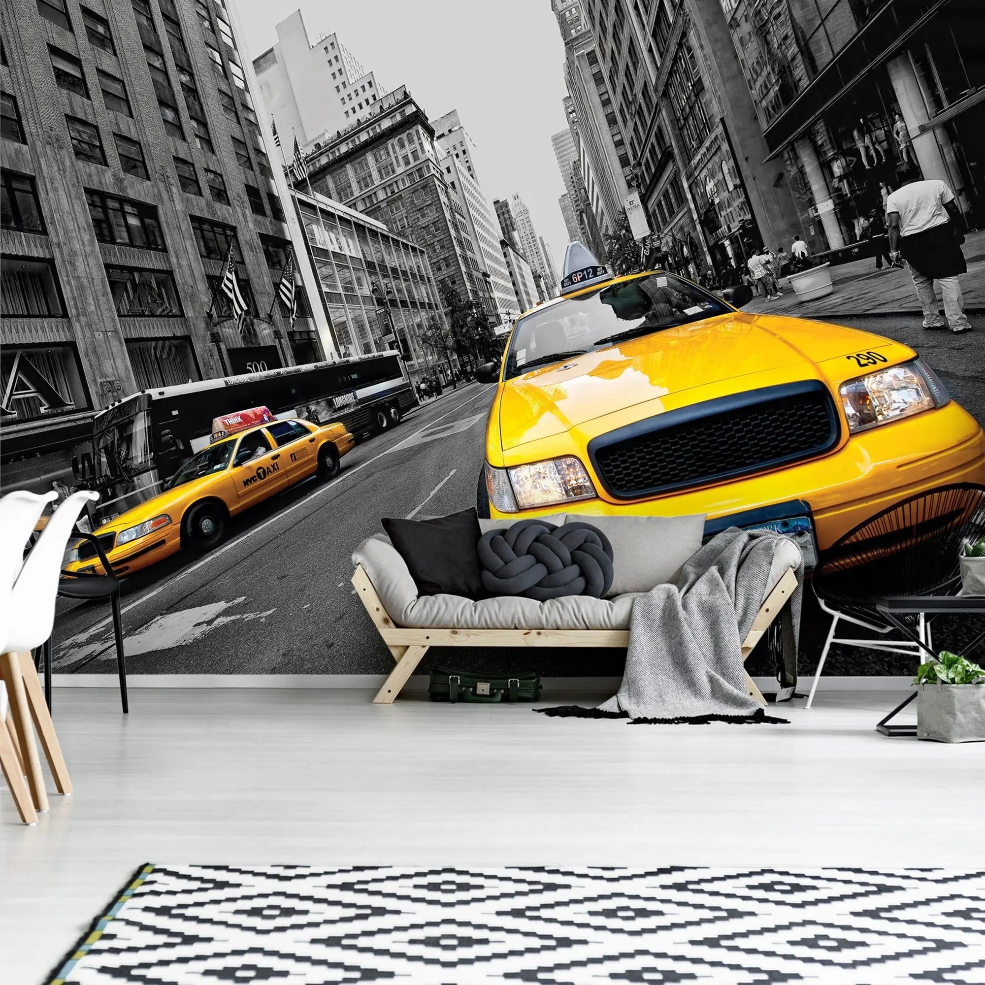 Billede 8 af Fototapet - Gule taxier på gaden i New York