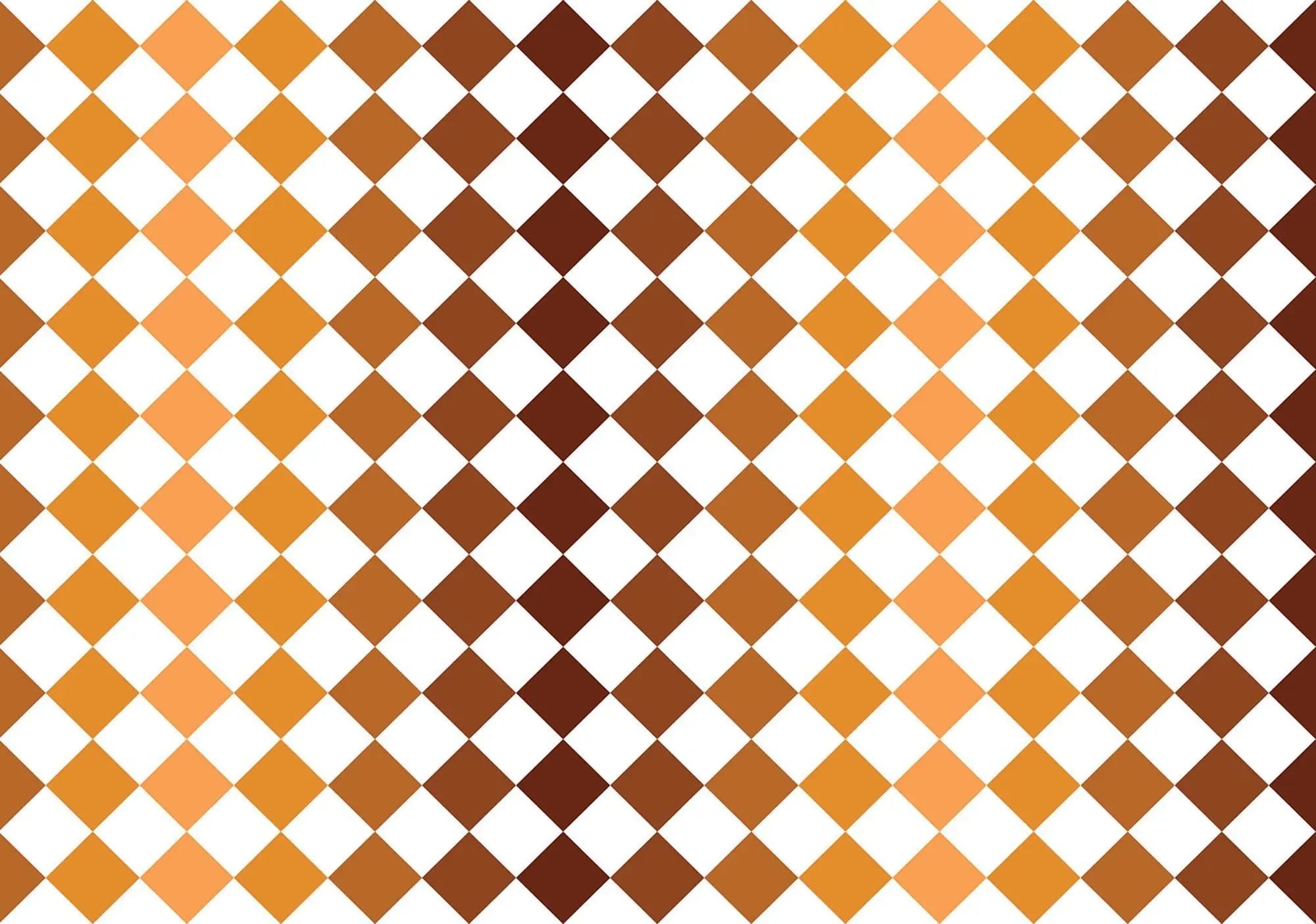 Billede 1 af Fototapet - Gulvflisemønster med brune og orange romber