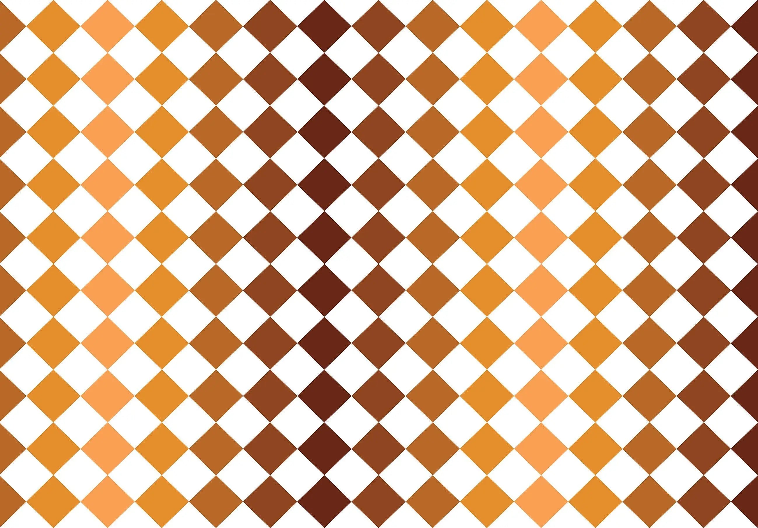 Billede 10 af Fototapet - Gulvflisemønster med brune og orange romber