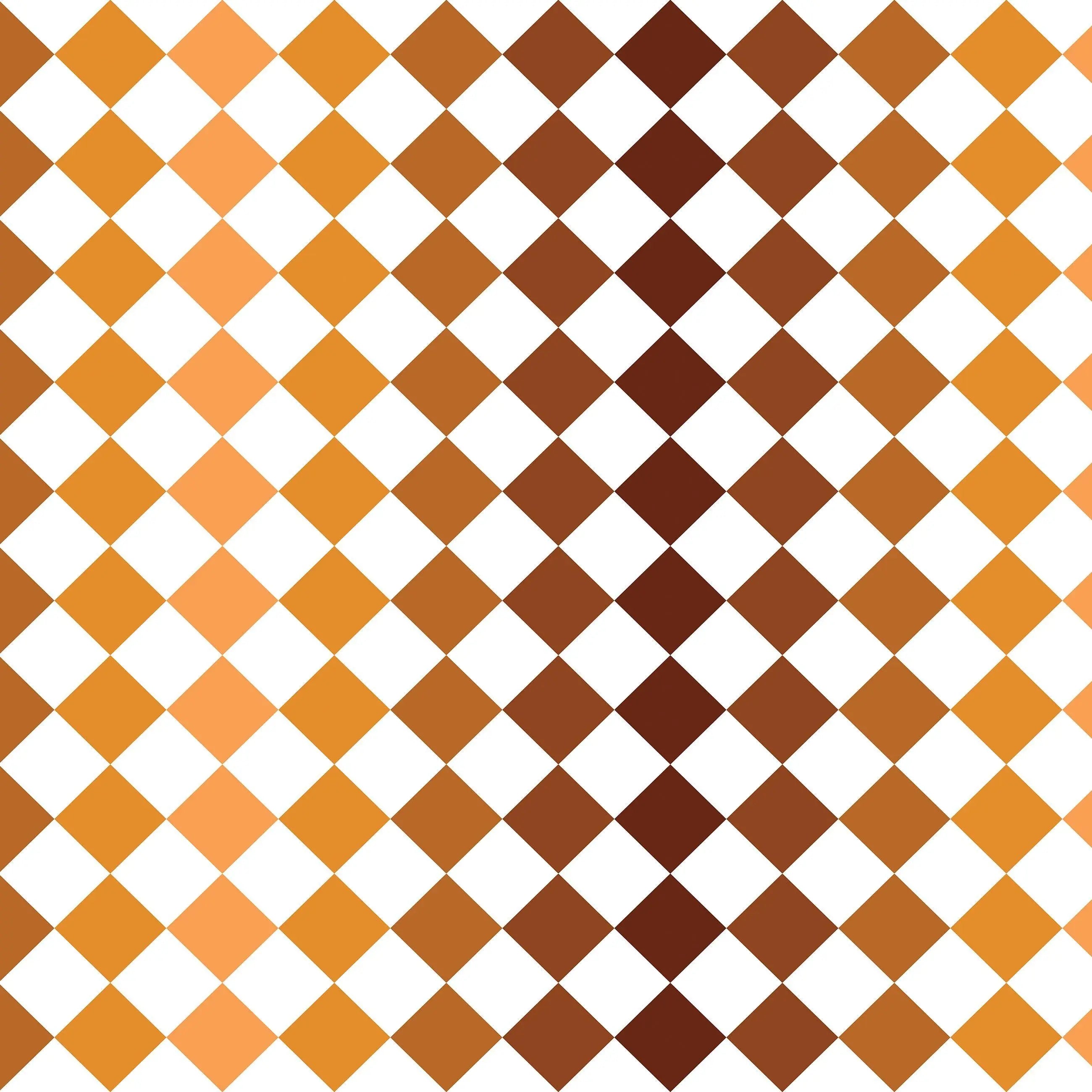 Billede 15 af Fototapet - Gulvflisemønster med brune og orange romber