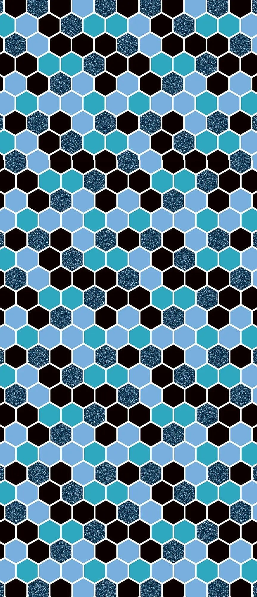 Billede 10 af Fototapet - Hexagonmønster i lyseblå, mørkeblå og sort