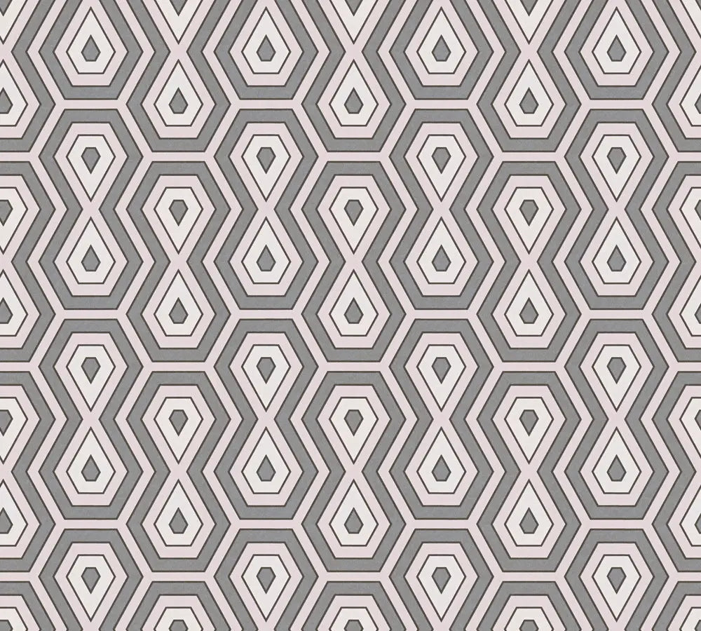 Tapet Jungle Geometry - Stone med geometriske mønstre i grå og beige nuancer.
