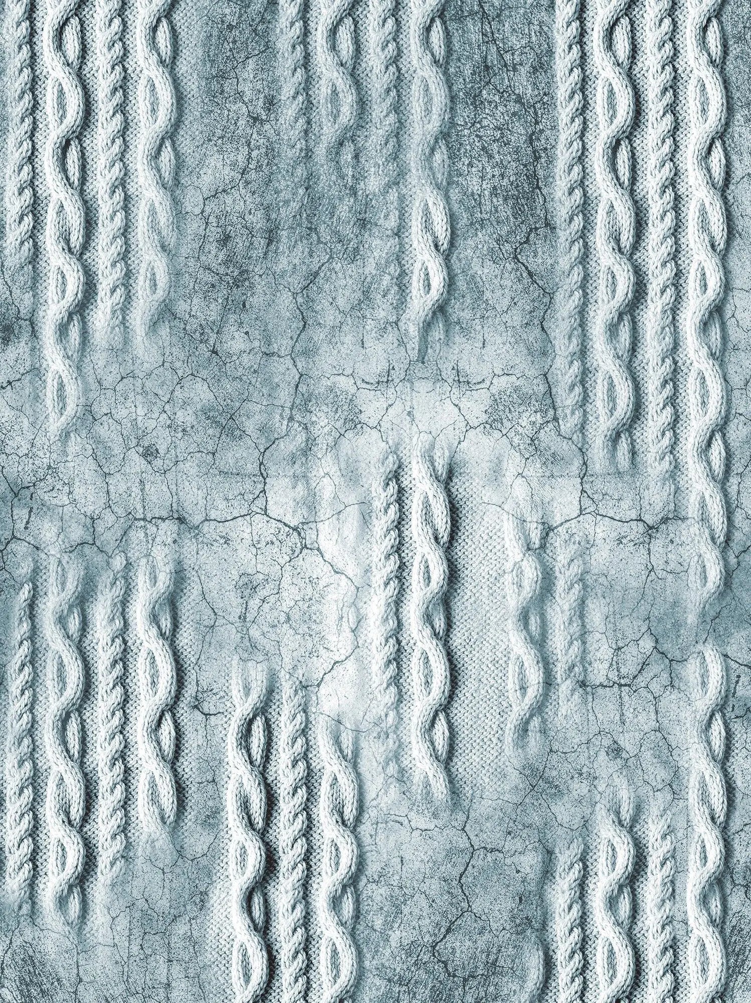 Billede 9 af Fototapet - Kablet strikkemønster i krakeleret isblå tekstur