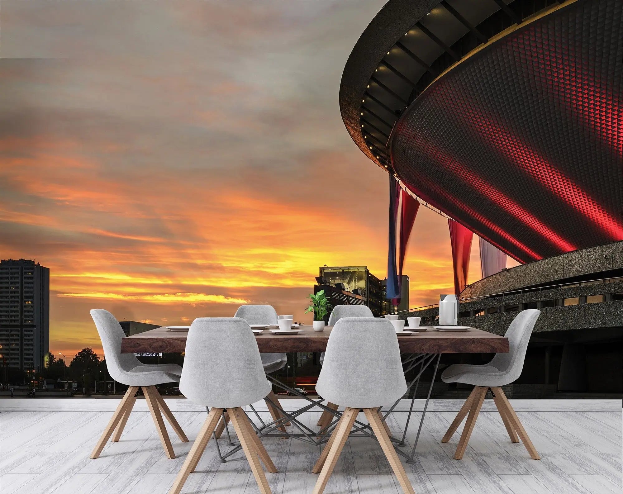 Billede 8 af Fototapet - Katowice Spodek ved solnedgang