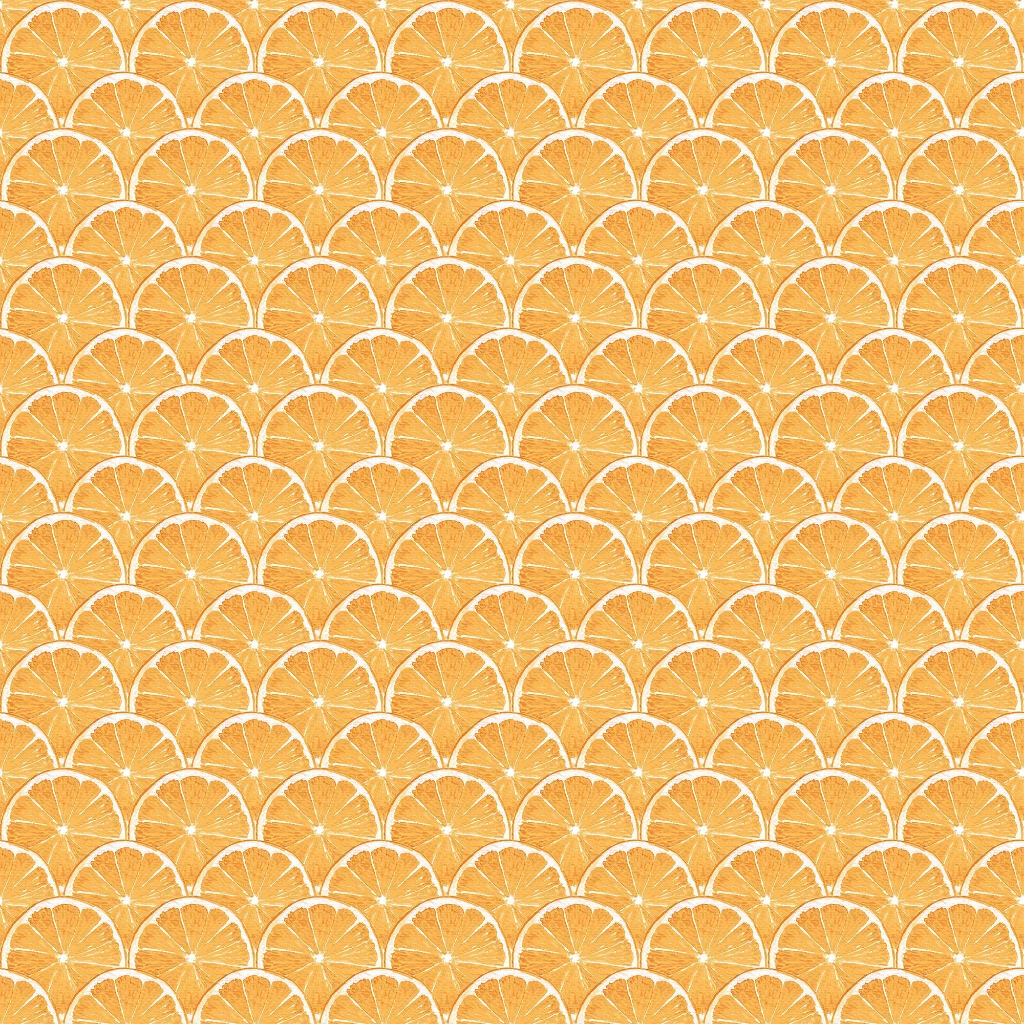 Detaljeret billede af Lemon Rind Repeat - Zest tapet med gentagne mønstre af sitrondelinger i orange.