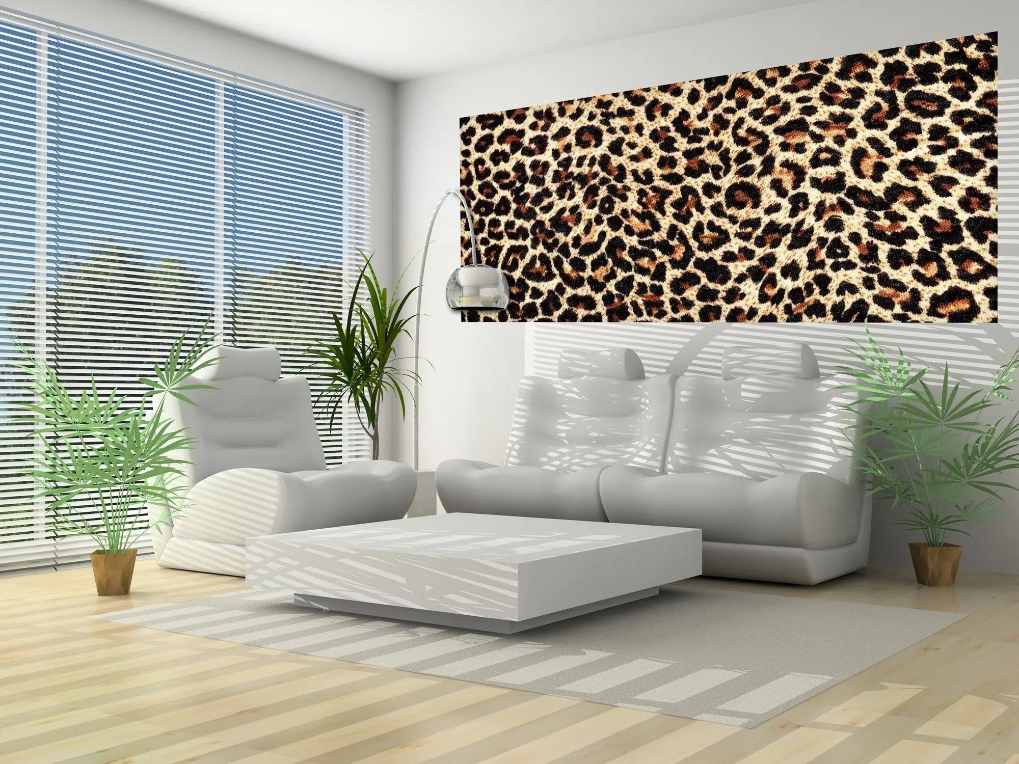 Billede 7 af Fototapet - Leopardmønster i brun og sort på beige baggrund