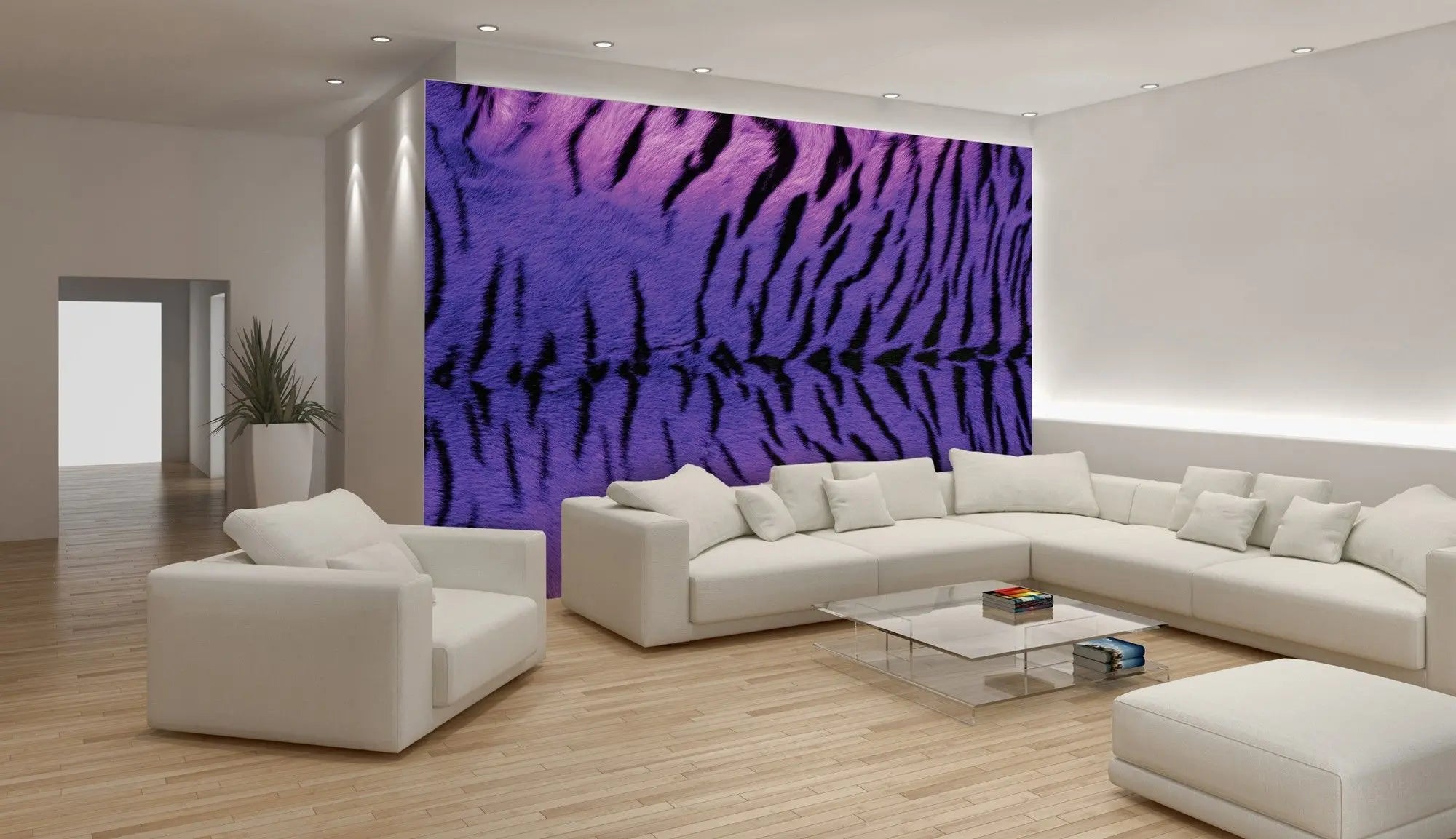 Billede 2 af Fototapet - Lilla og sort tigerstribemønster