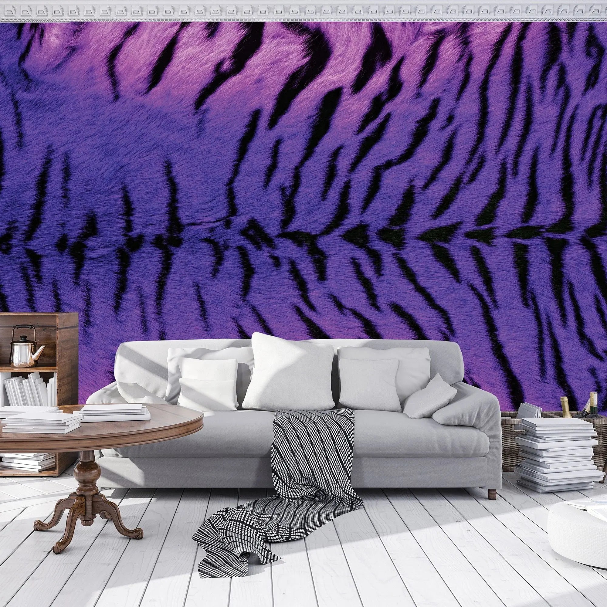 Billede 5 af Fototapet - Lilla og sort tigerstribemønster