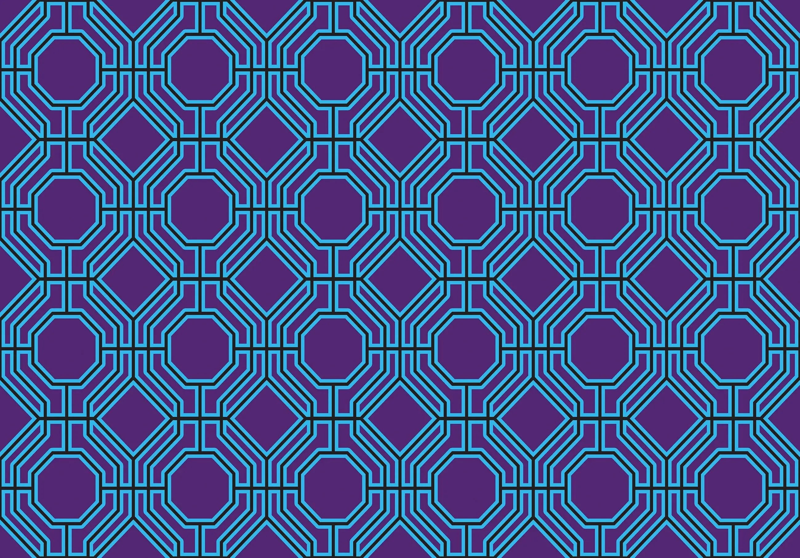 Billede 7 af Fototapet - Lilla og turkis geometrisk mønster med ottekant og firkant