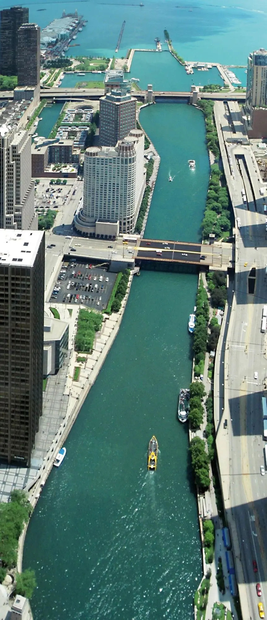 Billede 9 af Fototapet - Luftfoto af Chicago-floden med skyskrabere