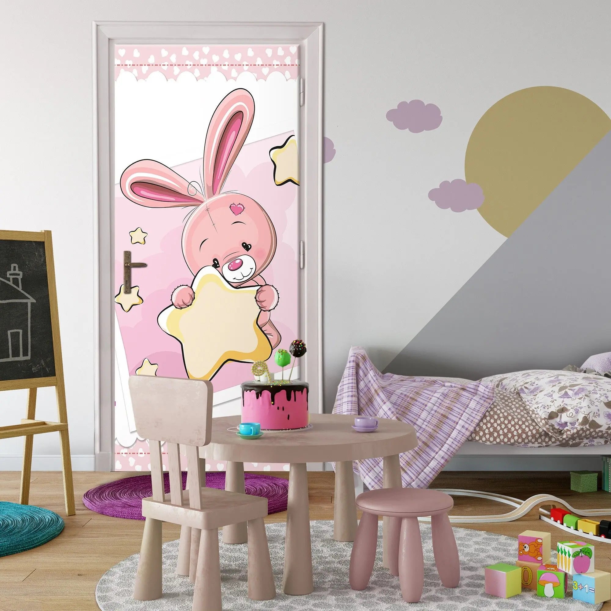 Billede 10 af Fototapet - Lyserød kanin med stjerne og citat af Dr. Seuss