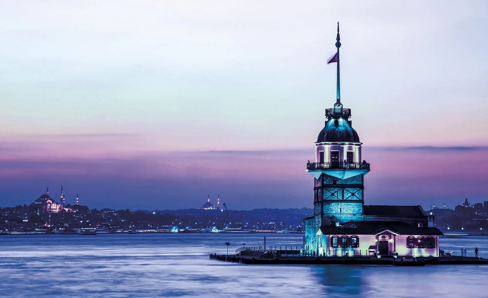 Billede 1 af Fototapet - Maidens Tårn i Istanbul ved solnedgang