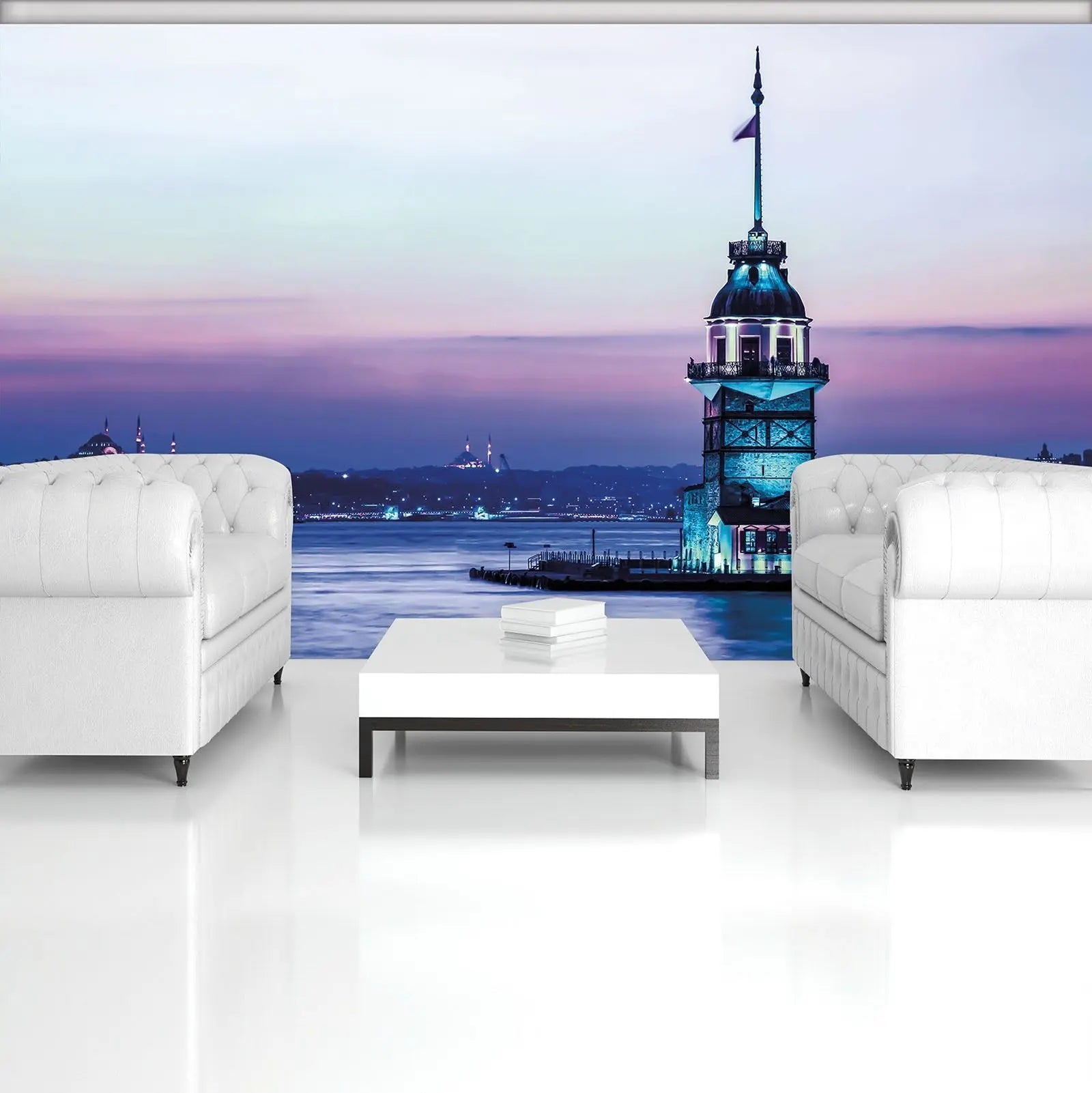 Billede 3 af Fototapet - Maidens Tårn i Istanbul ved solnedgang