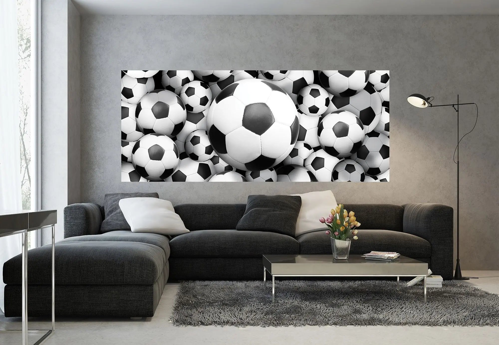 Billede 5 af Fototapet - Mange sorte og hvide fodbolde
