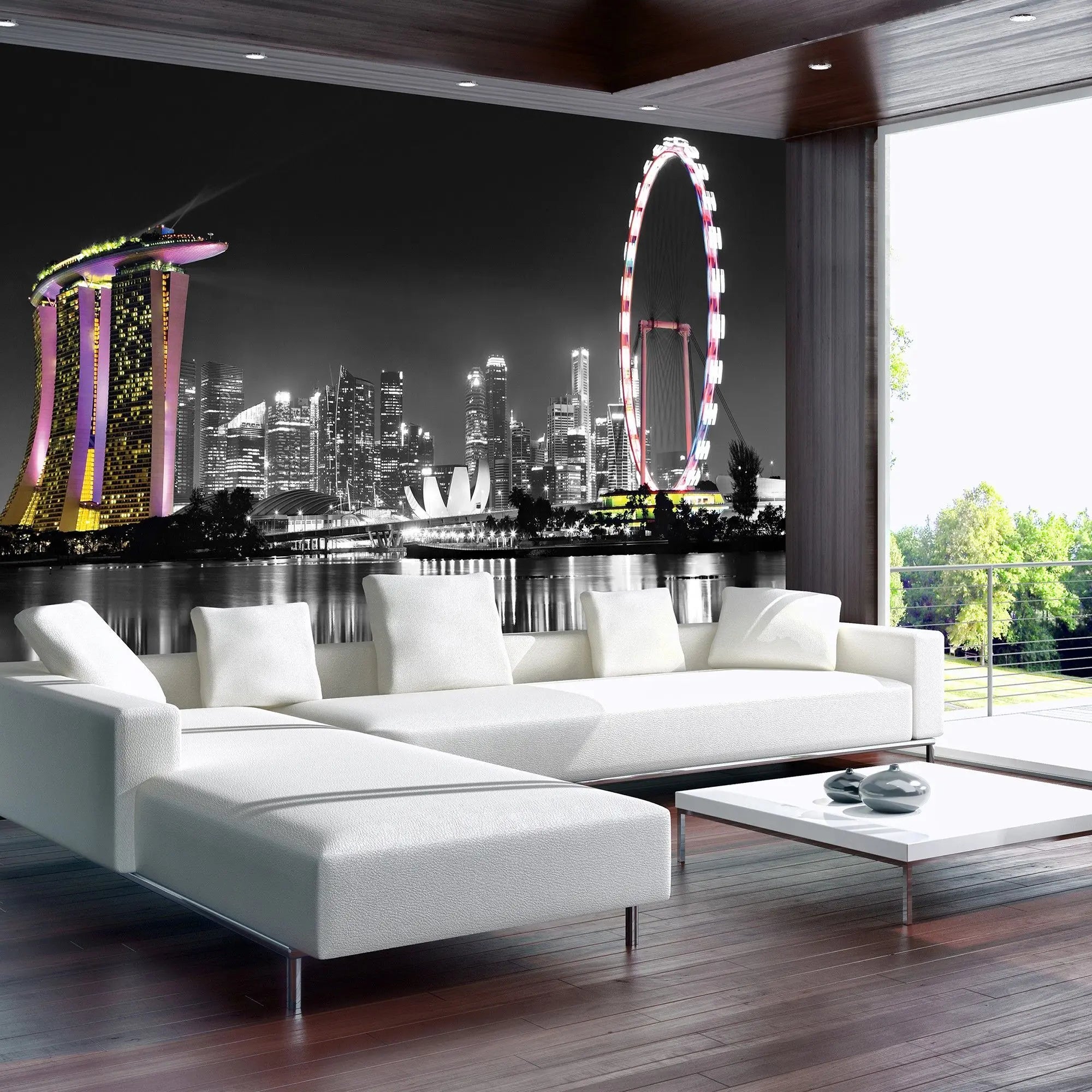 Billede 7 af Fototapet - Marina Bay Sands og Singapore Flyer om natten