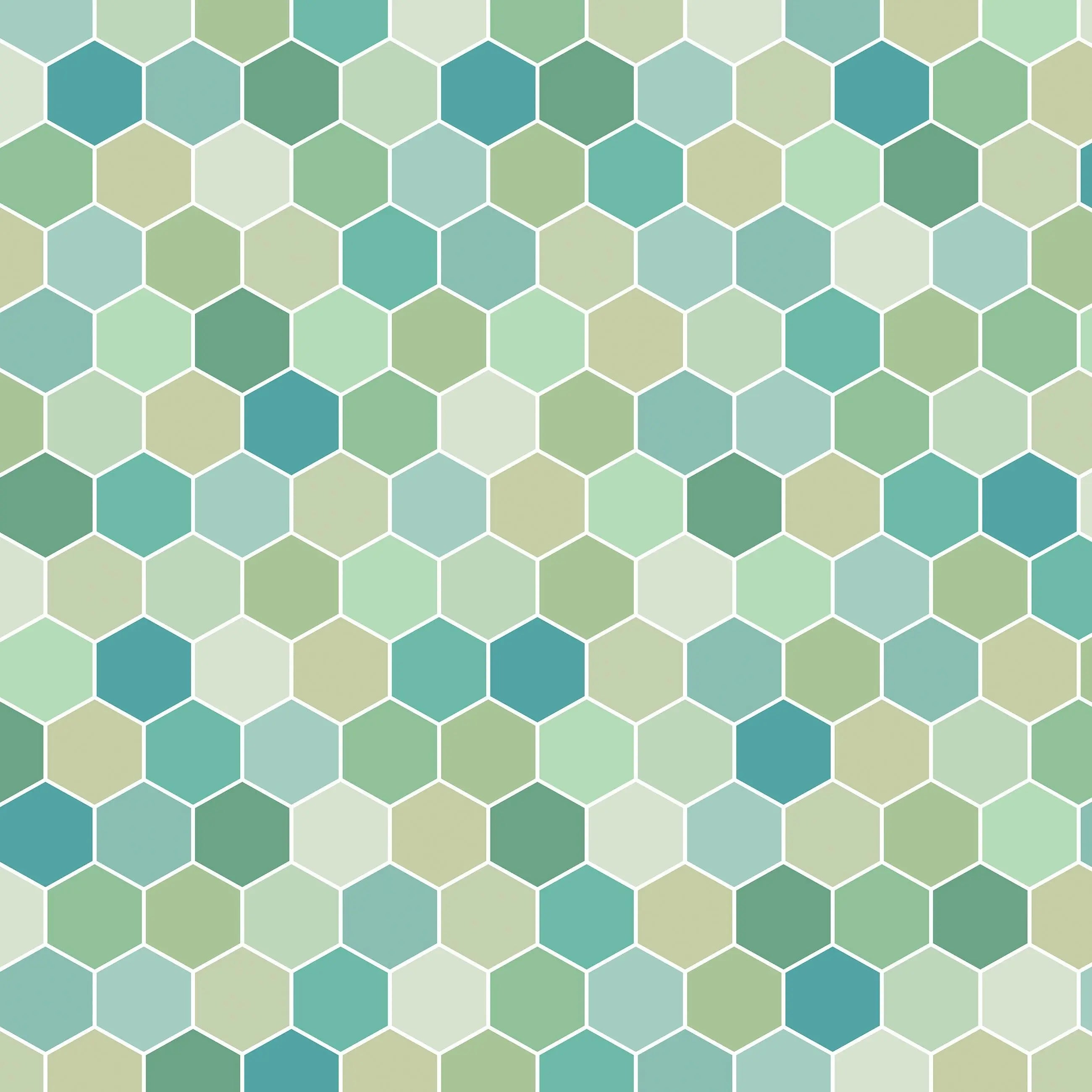 Billede 17 af Fototapet - Mønstret af grønne og blå sekskanter