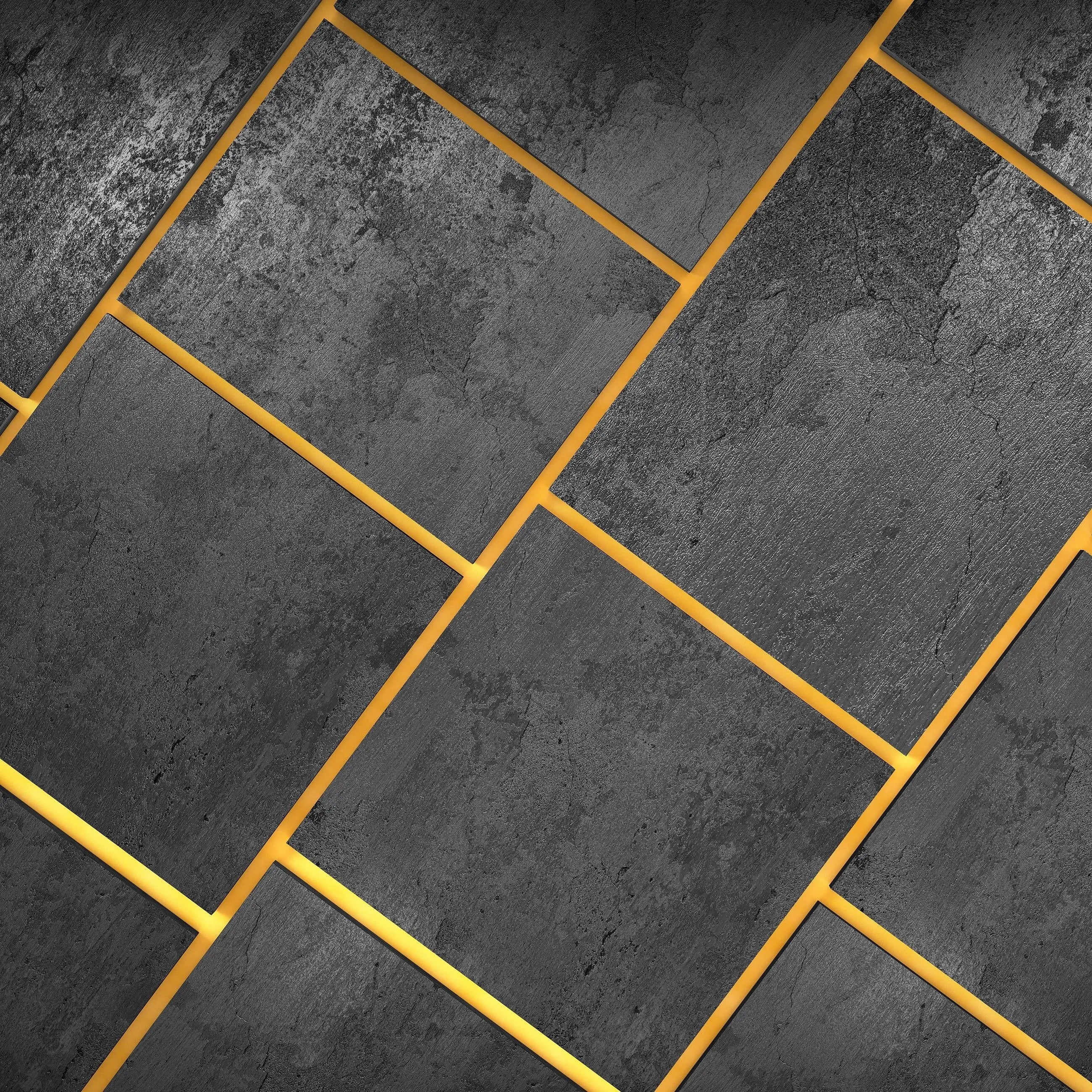 Billede 8 af Fototapet - Mørkegrå fliser med gyldne fuger