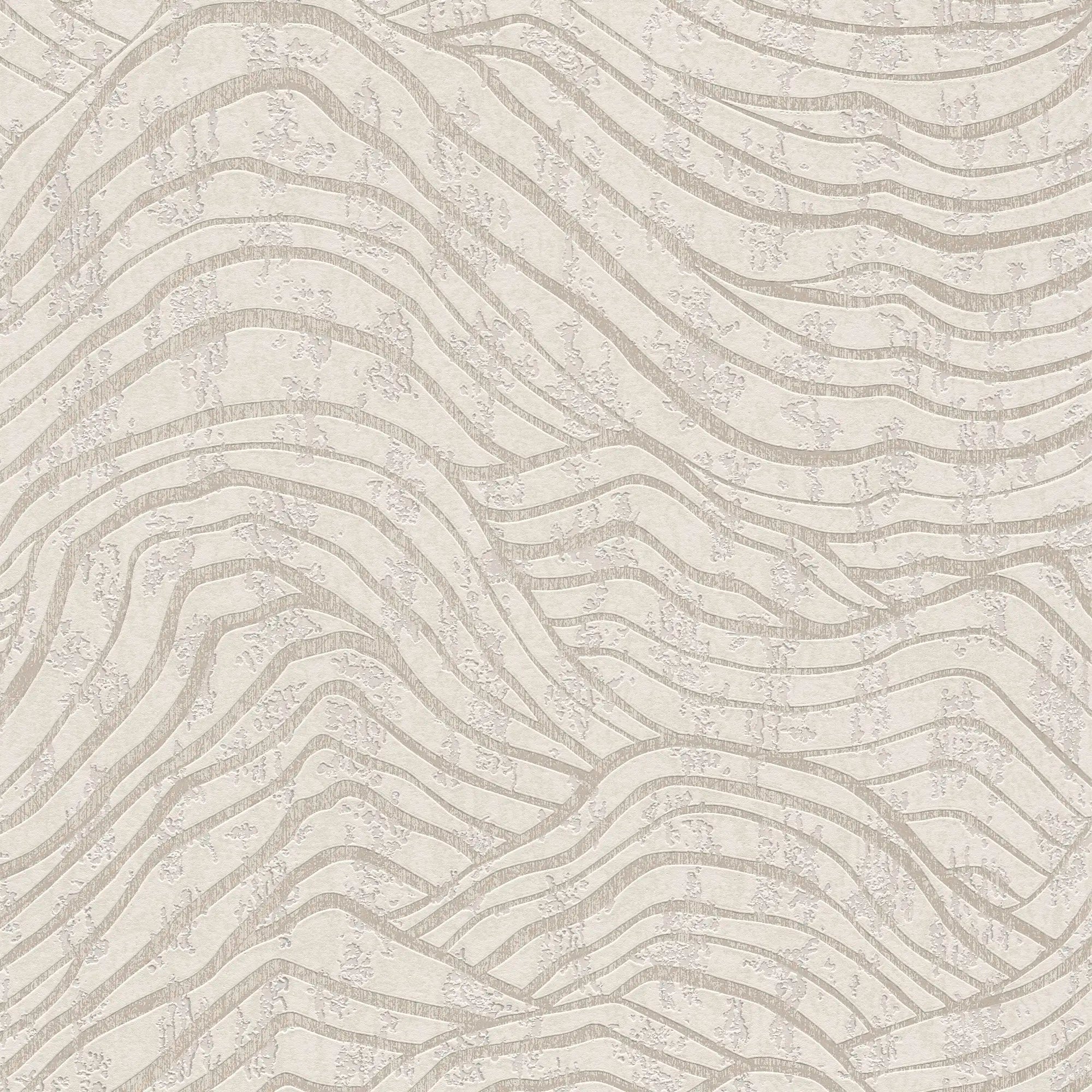 Nærbillede af Mountain Lines - Frost tapet med bølgeformet mønster i lyse nuancer fra Nicetapet.dk.