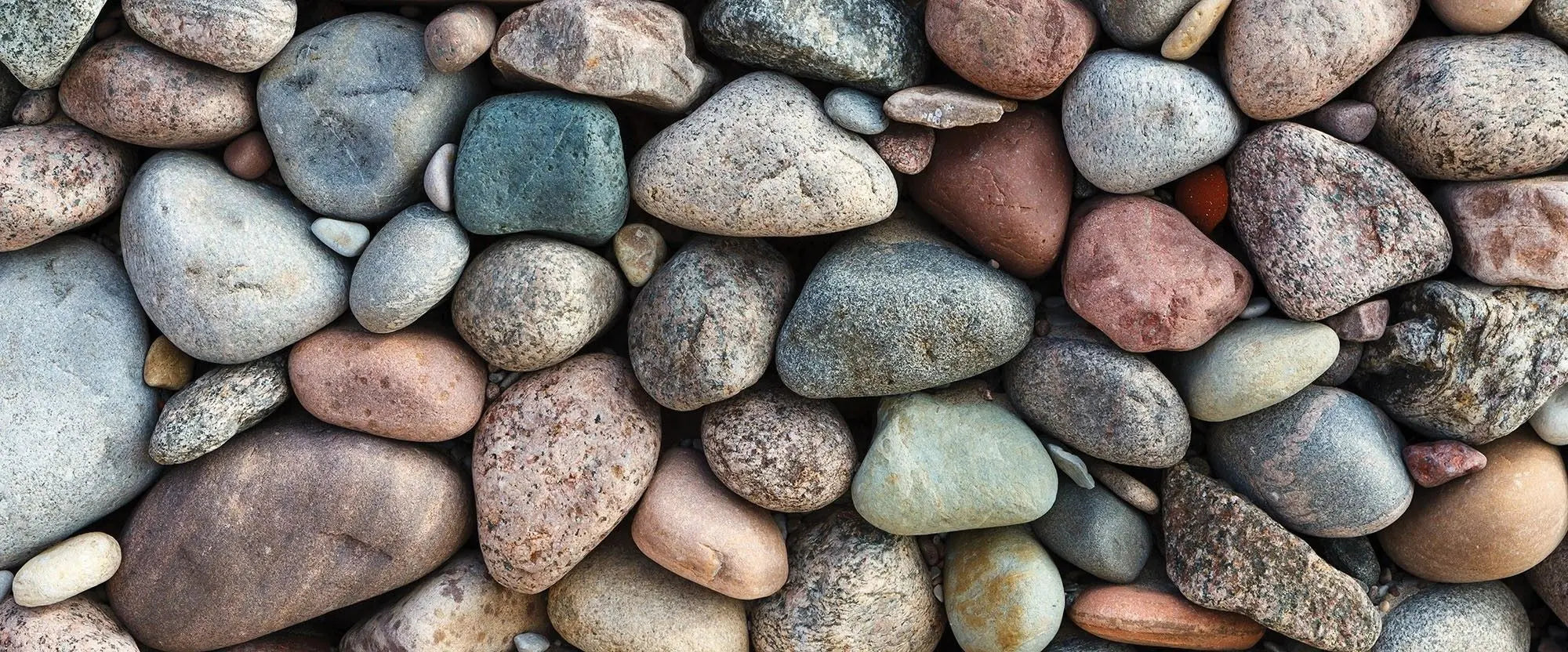 Billede 6 af Fototapet - Naturlig stenvæg af glatte flodsten