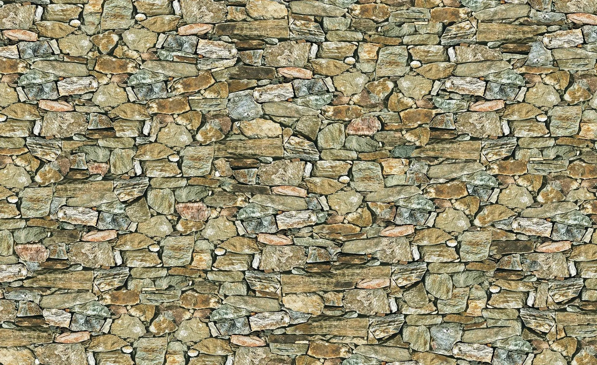 Billede 1 af Fototapet - Naturstensmur med forskellige farver