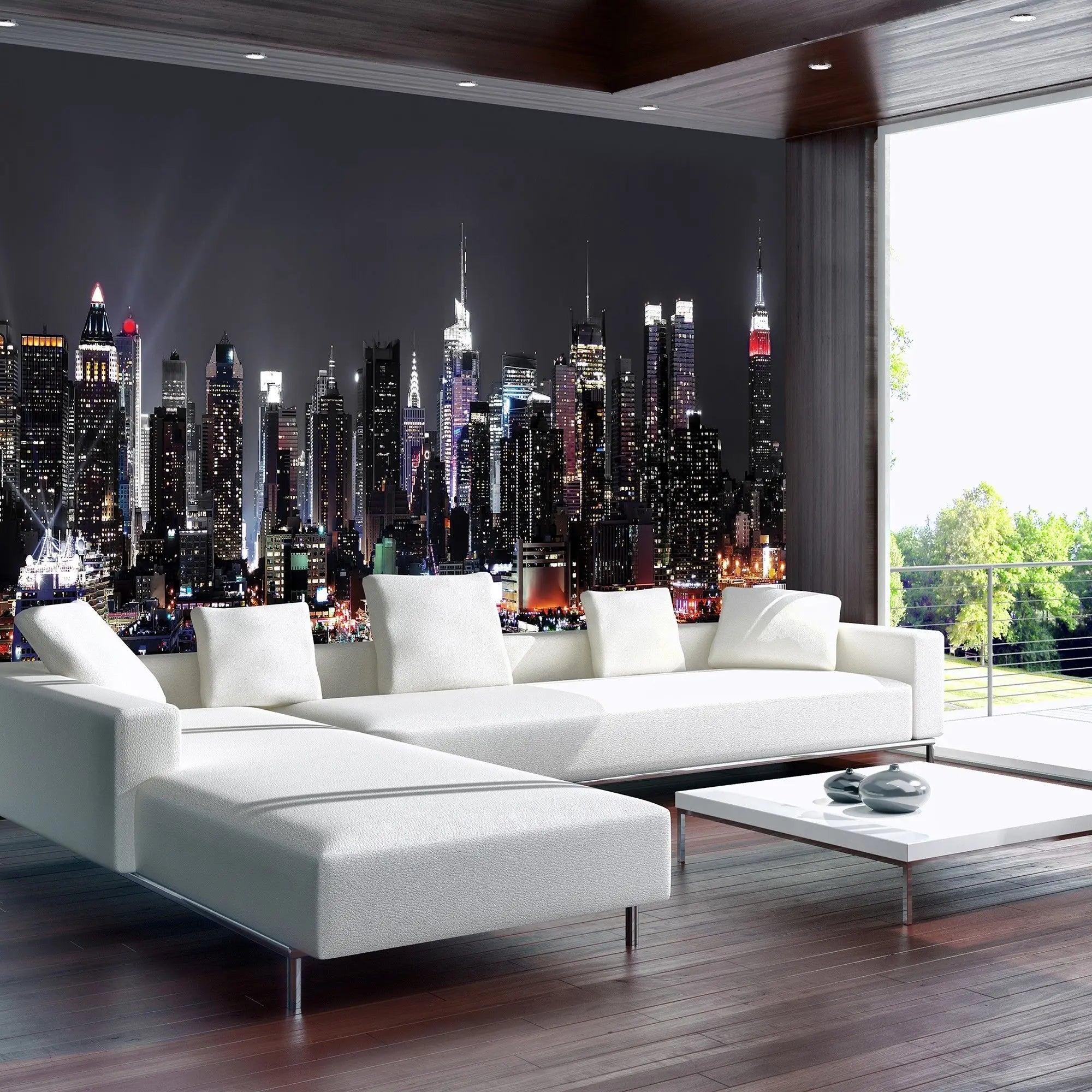 Billede 3 af Fototapet - New York City skyline om natten