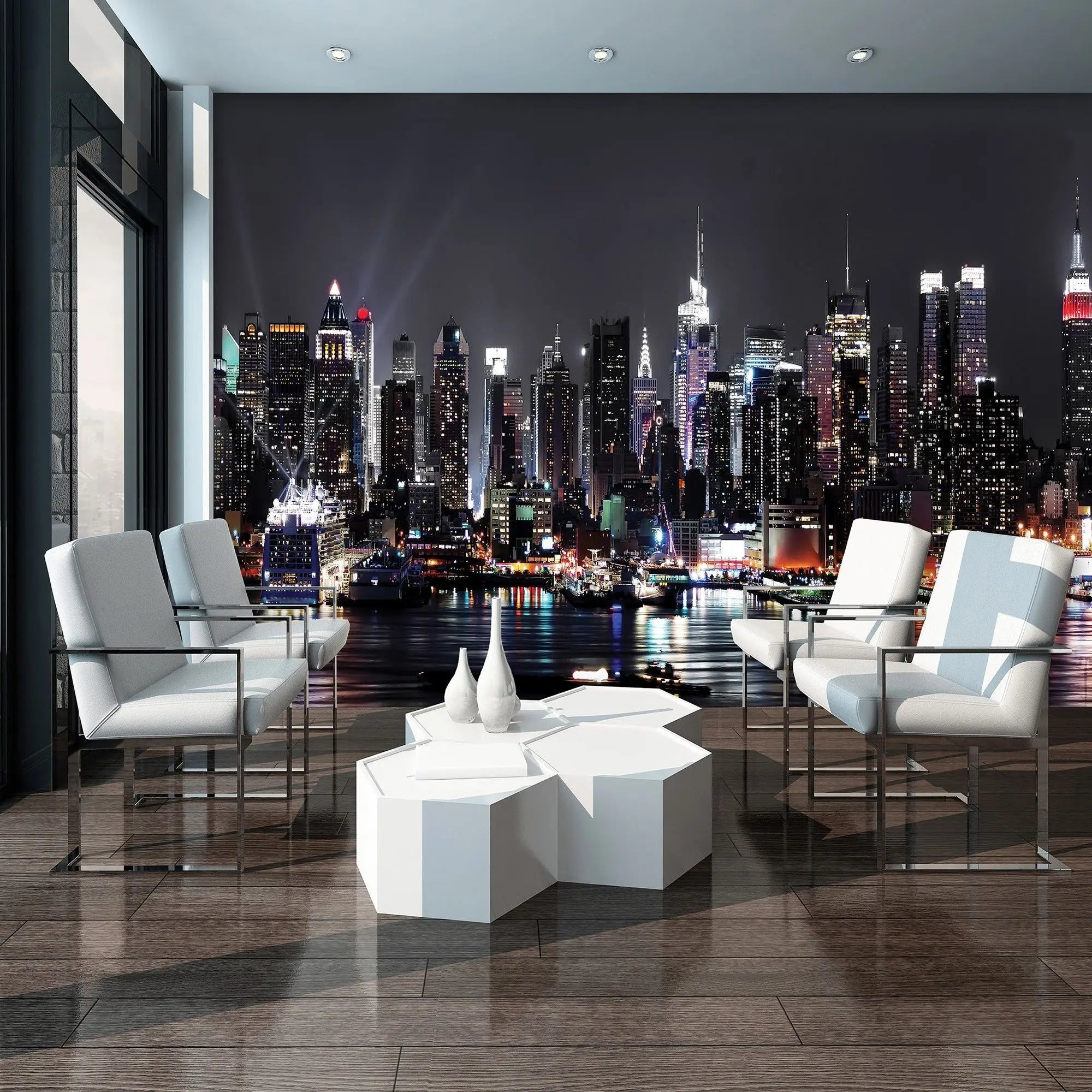 Billede 5 af Fototapet - New York City skyline om natten
