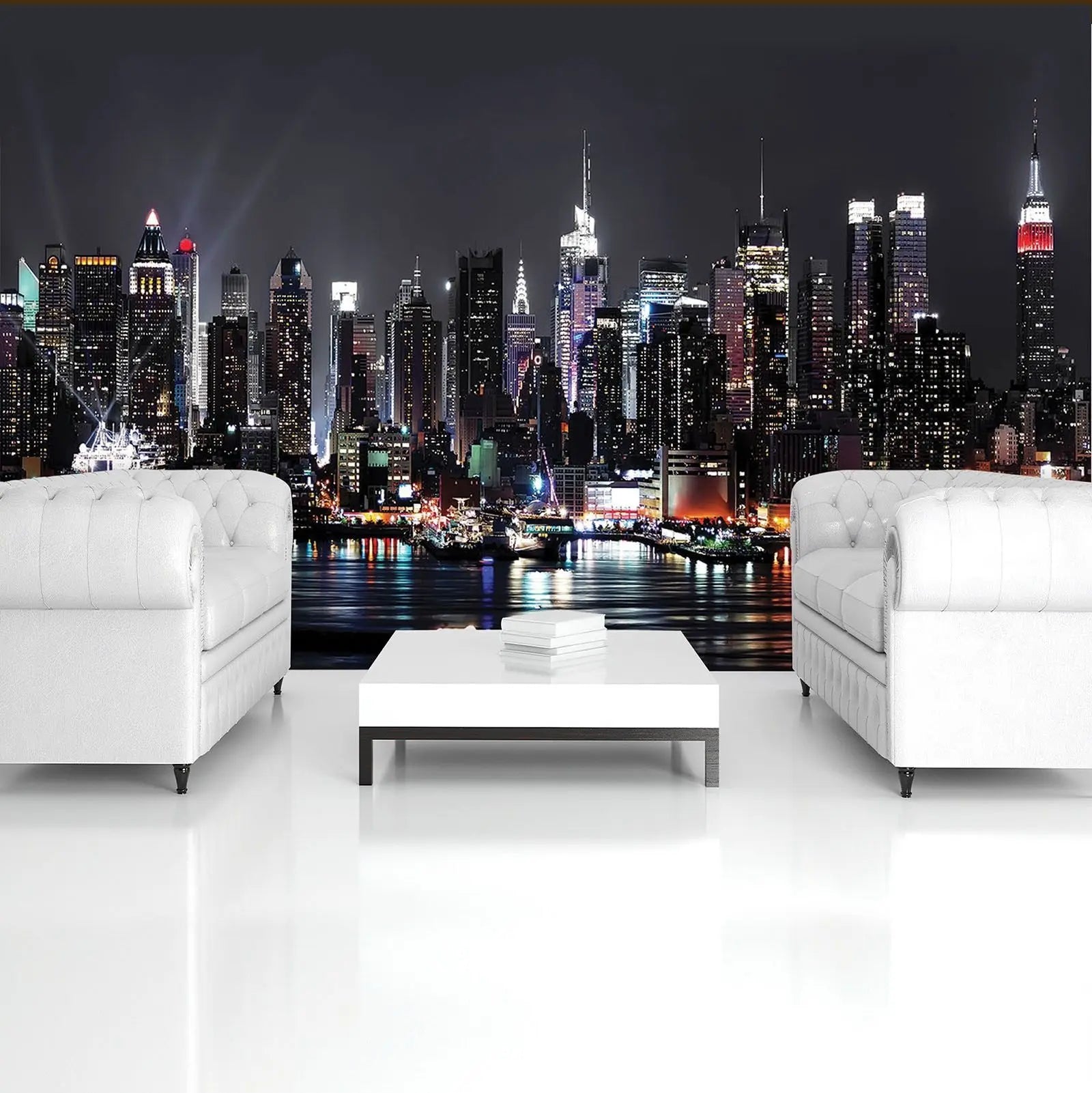 Billede 6 af Fototapet - New York City skyline om natten