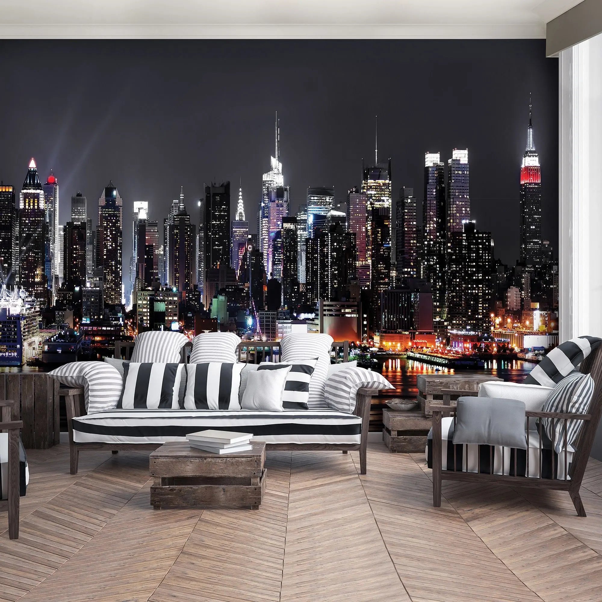 Billede 7 af Fototapet - New York City skyline om natten