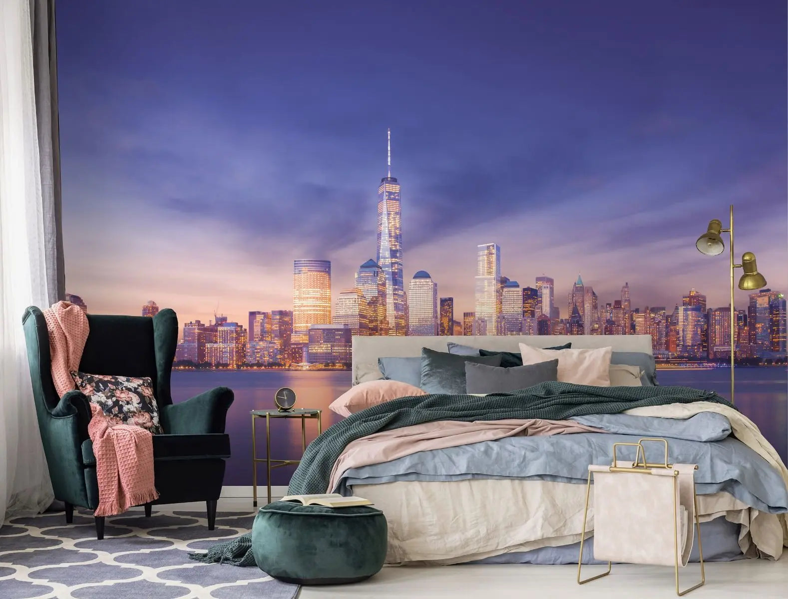 Billede 4 af Fototapet - New York Skyline ved solnedgang