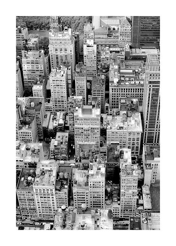Højhuse i Sort hvid - Køb plakat med "Roof tops" i New York City