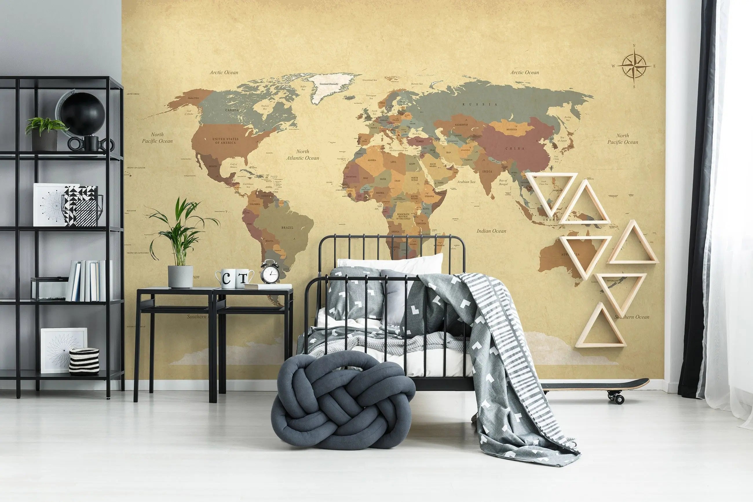 Billede 3 af Fototapet - Politisk verdenskort i vintage-stil