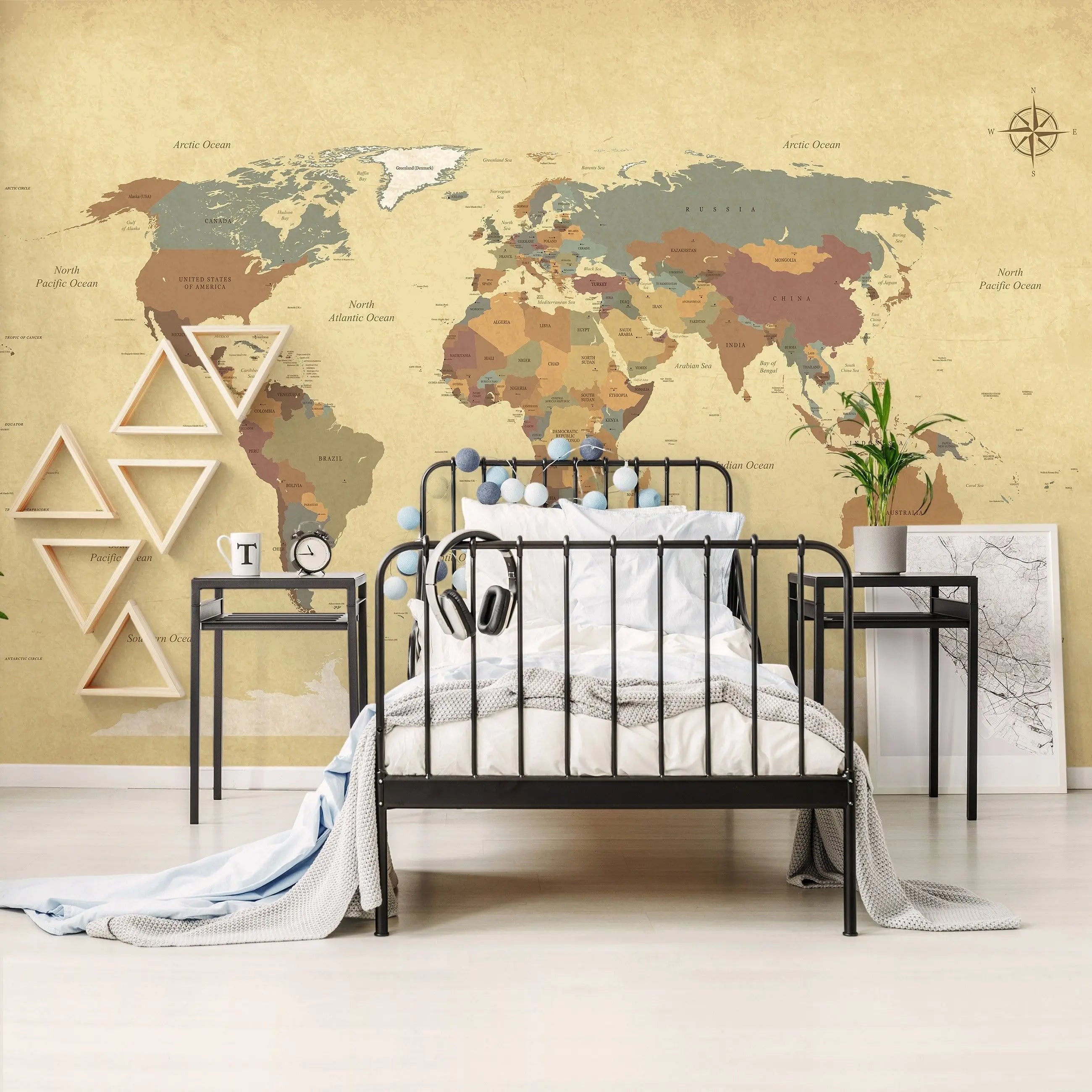 Billede 6 af Fototapet - Politisk verdenskort i vintage-stil