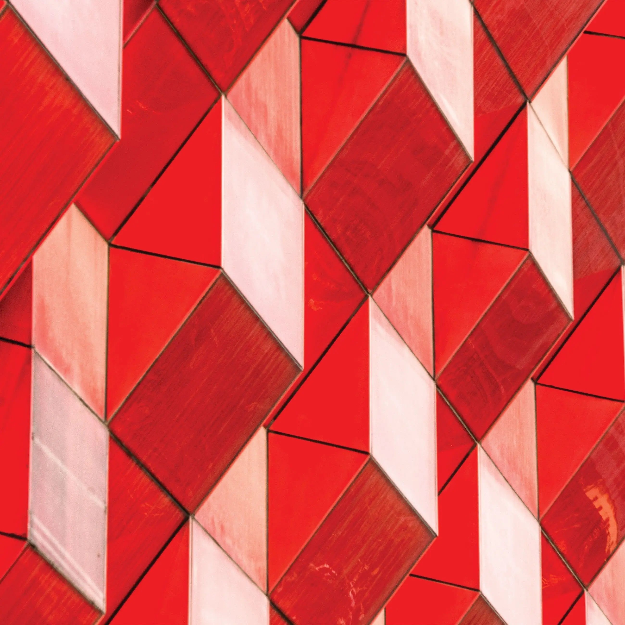 Billede 7 af Fototapet - Røde geometriske tredimensionelle fliser
